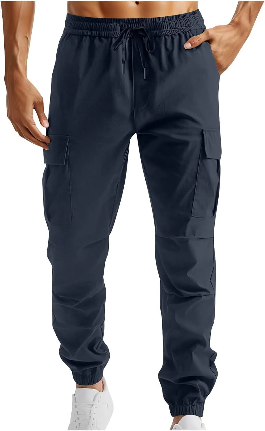 Cargo Pants for Men Elastic Waist Work Athletic Joggers with Pockets Lightweight Outdoor Military Combat Trousers