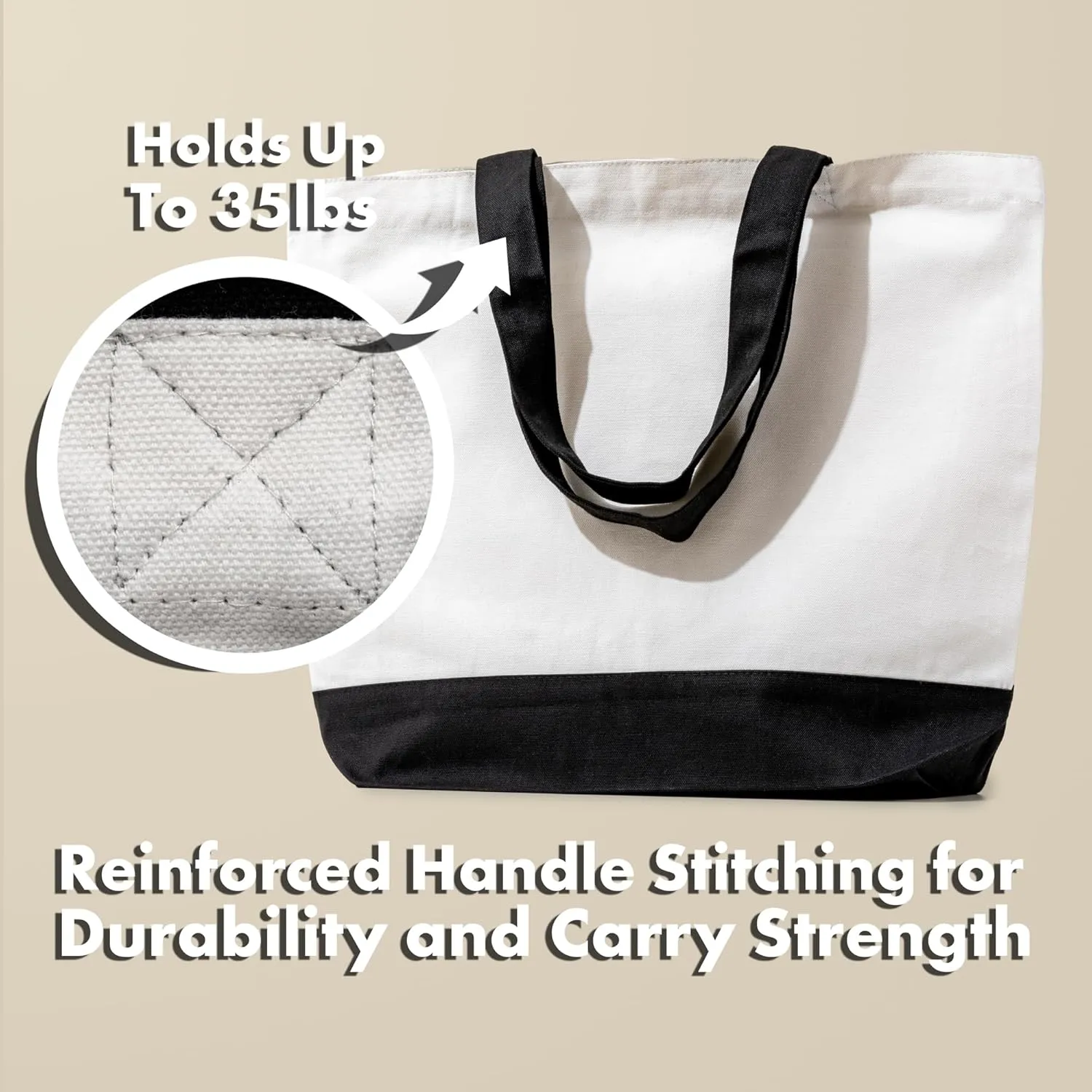 Carrywell (Not Made in China Canvas Tote Bags In Bulk, Reusable Shopping Bags, Organic Cotton Cloth