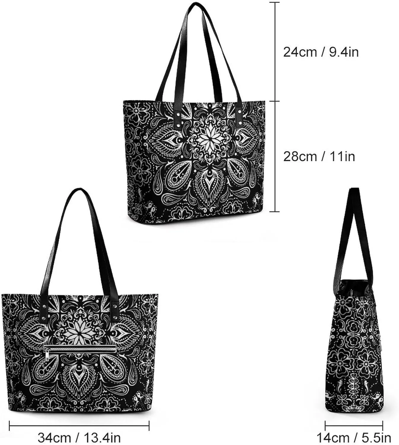 Cartoon Mushrooms A Leather Handbag with Large Capacity And Portability