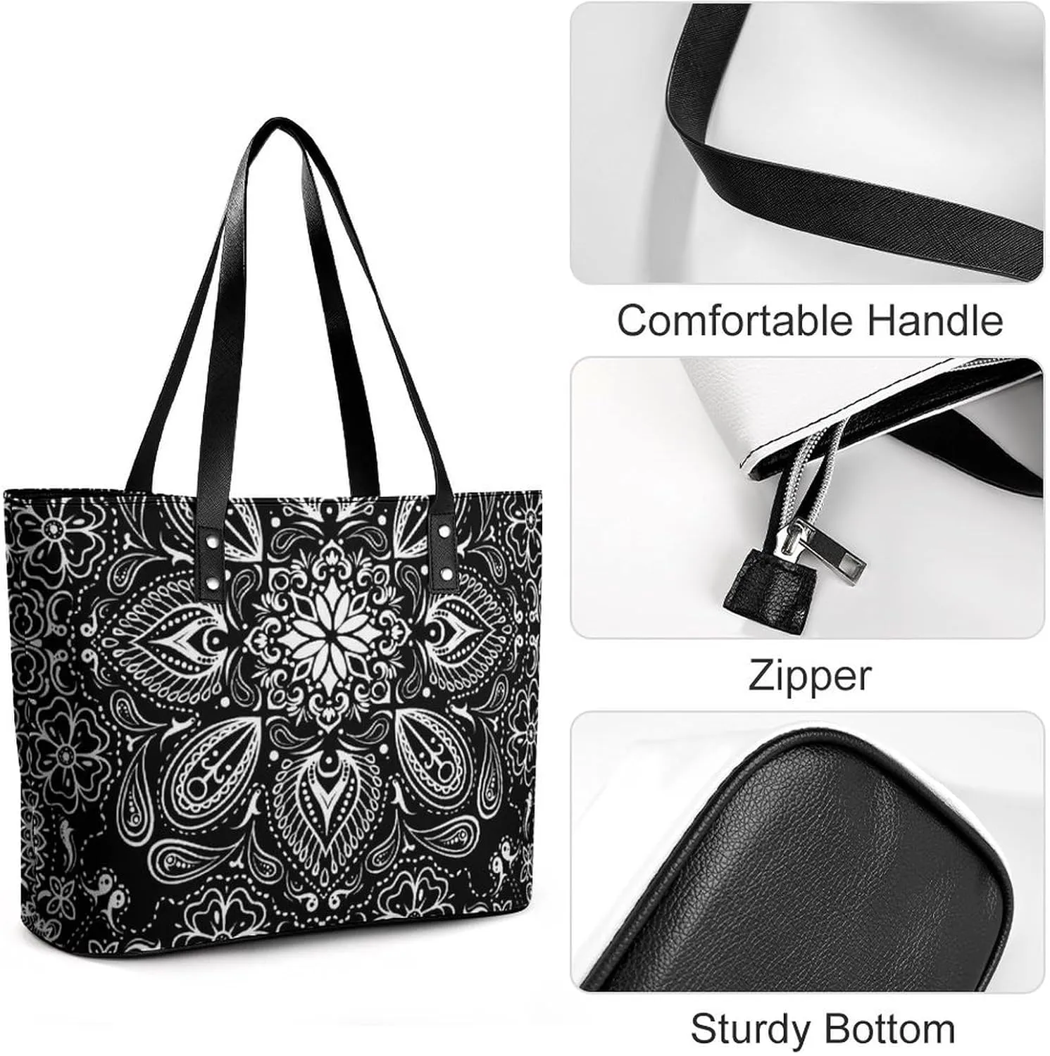 Cartoon Mushrooms A Leather Handbag with Large Capacity And Portability