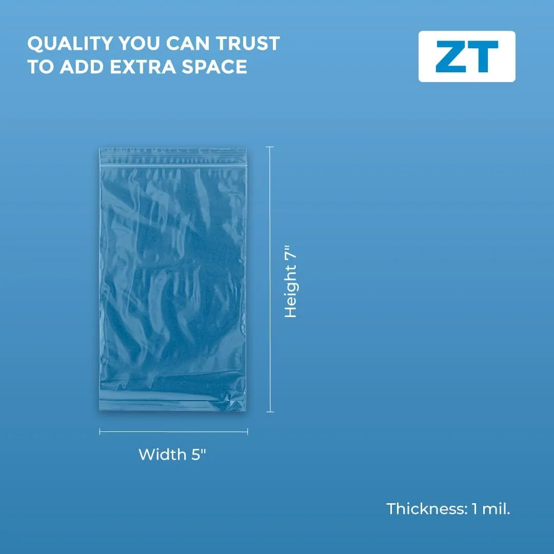 CASE OF 1000 CLEAR PLASTIC RECLOSABLE Zip BAGSBulk 2 mil Thick Strong & Durable Poly Baggies With Resealable Zipper Top Lock For Travel, Storage, Packaging & Shipping. (5x7)