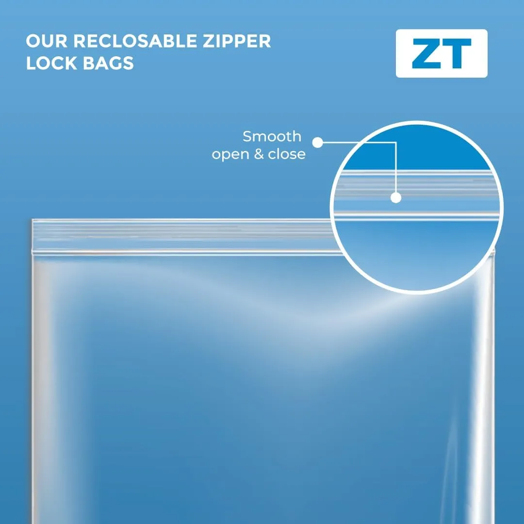 CASE OF 1000 CLEAR PLASTIC RECLOSABLE Zip BAGSBulk 2 mil Thick Strong & Durable Poly Baggies With Resealable Zipper Top Lock For Travel, Storage, Packaging & Shipping. (5x7)