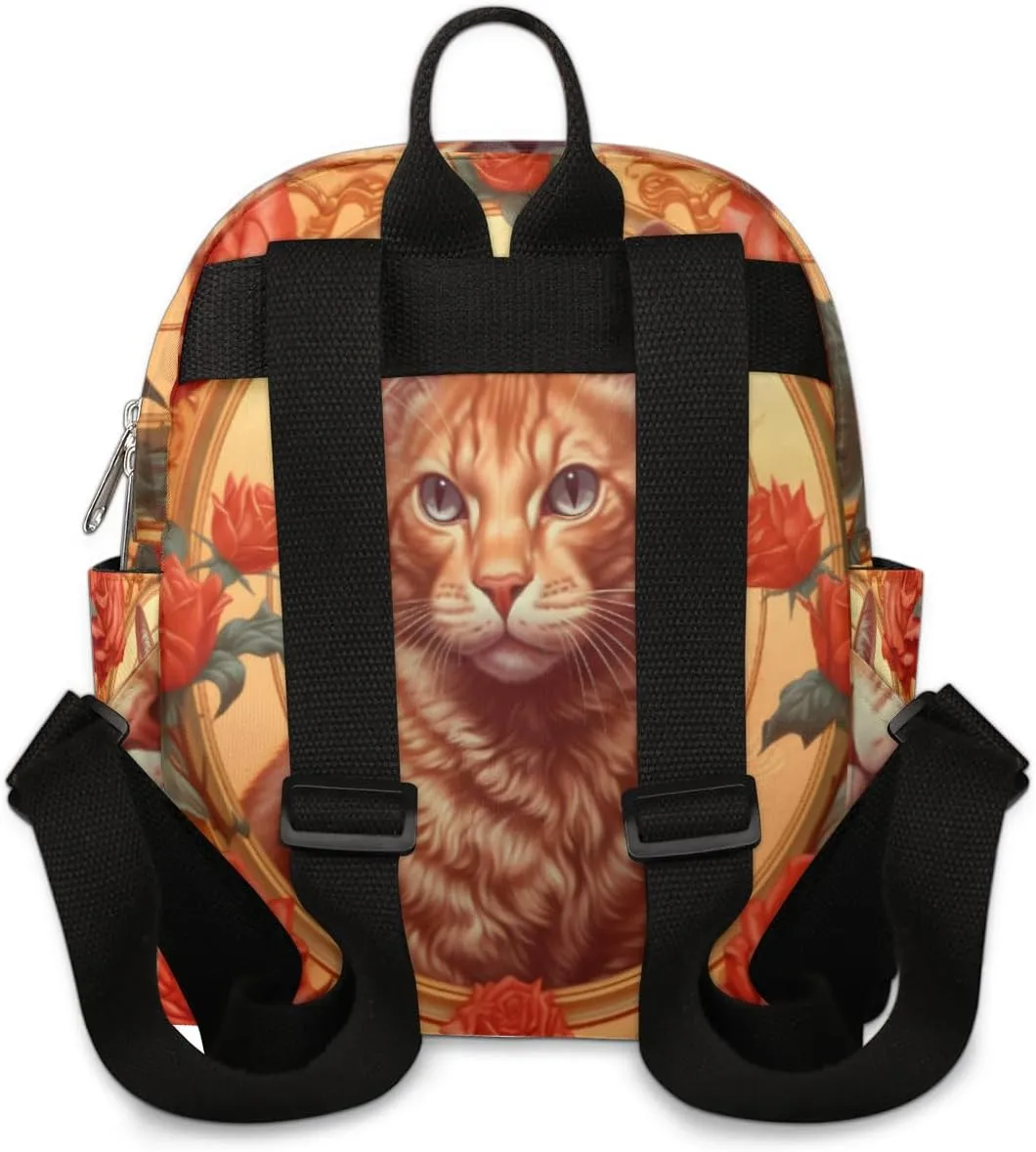 Cat Themed Mini Backpack Purse for Women Lightweight Shoulder Bag Women Shopping Backpack Small Backpacks Purse
