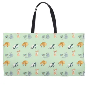 Cats Pattern Weekender Tote (Green)