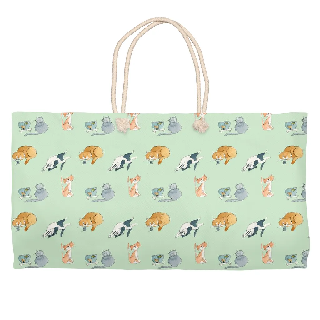 Cats Pattern Weekender Tote (Green)