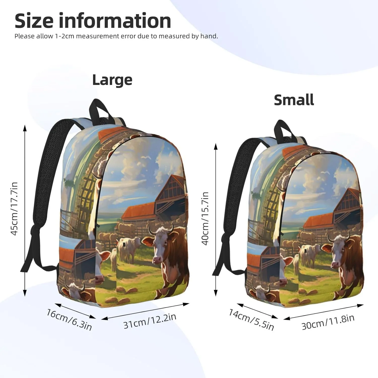 Cattle Farm Sanctuary Canvas Casual Lightweight Duffel Bag, Fashion Duffel Bag, Unisex Travel Backpack