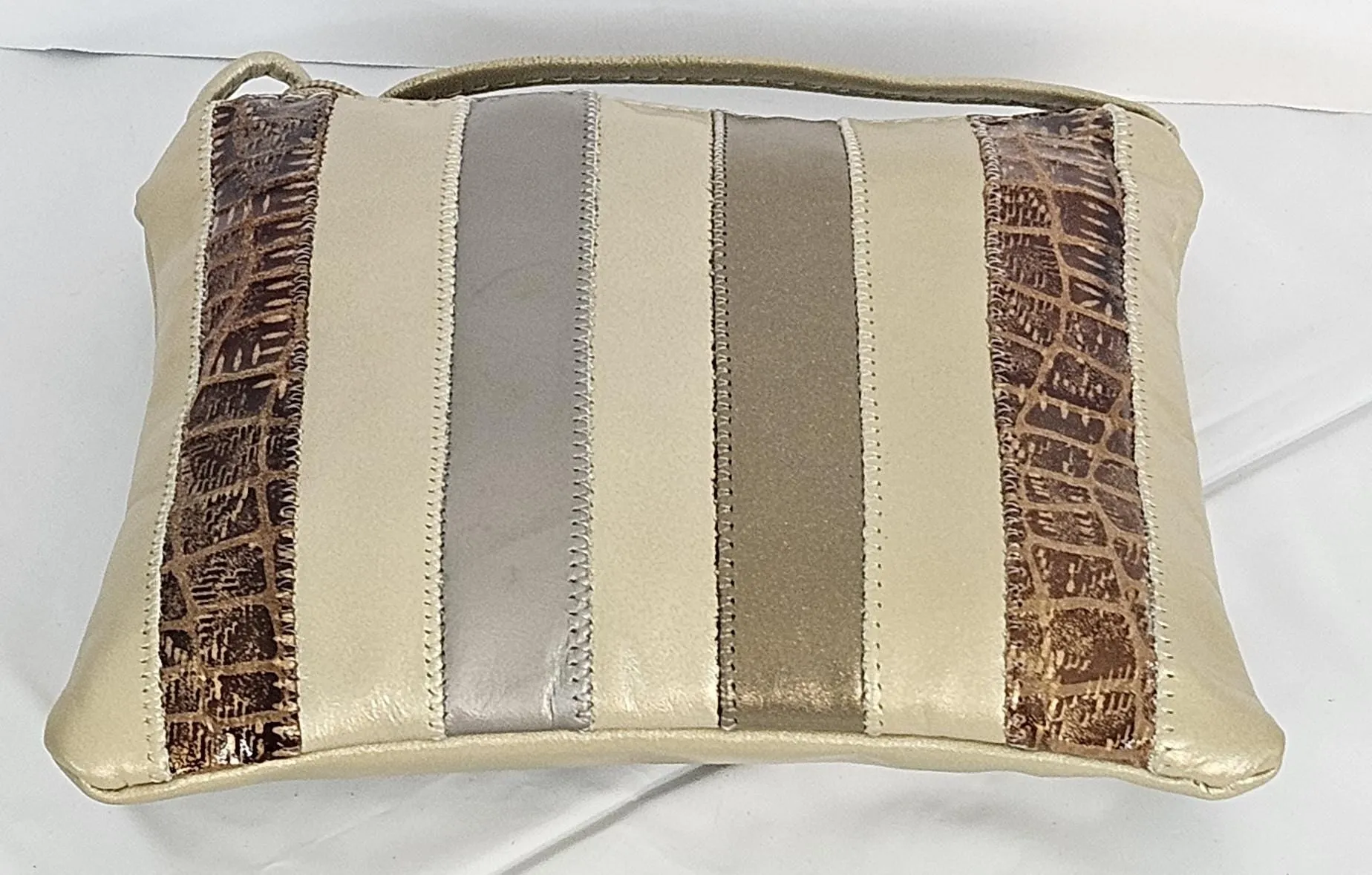 Champagne with Bronx,mocha,Tan matlice To  Zigzag stich Crossbody Handbag#TR3302cbmt-Z,Purses,Universal Use Genuine Leather. Made in USA.