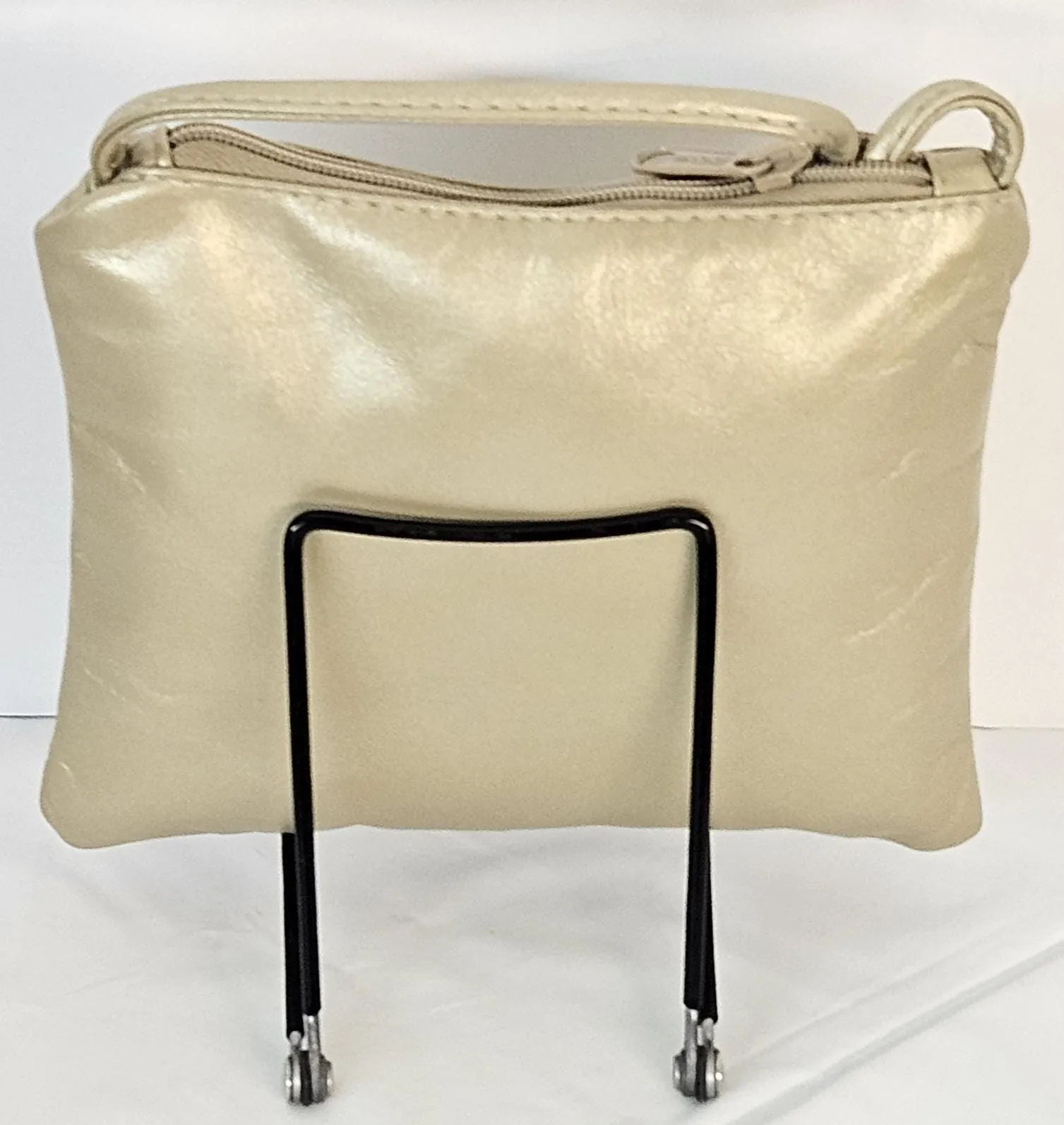 Champagne with gold matel X,Crossbody Handbag#TR3302Cg-X,Purses for girls, Genuine Leather. Made in USA