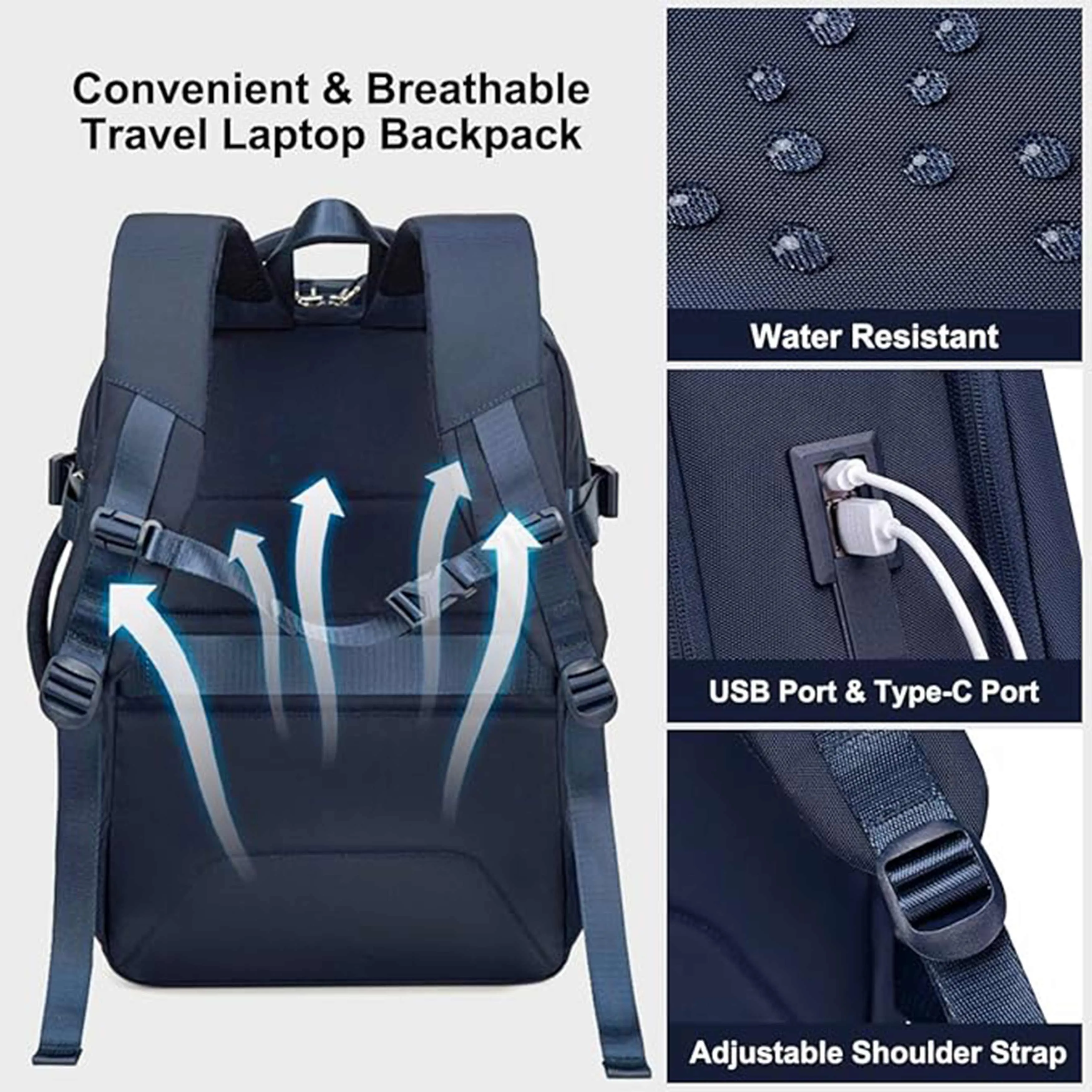 Chantria Expandable Premium Travel Backpack Water Resistant Multifunctional Backpack with Built in USB port and Headphone Jack for Women, CB00606