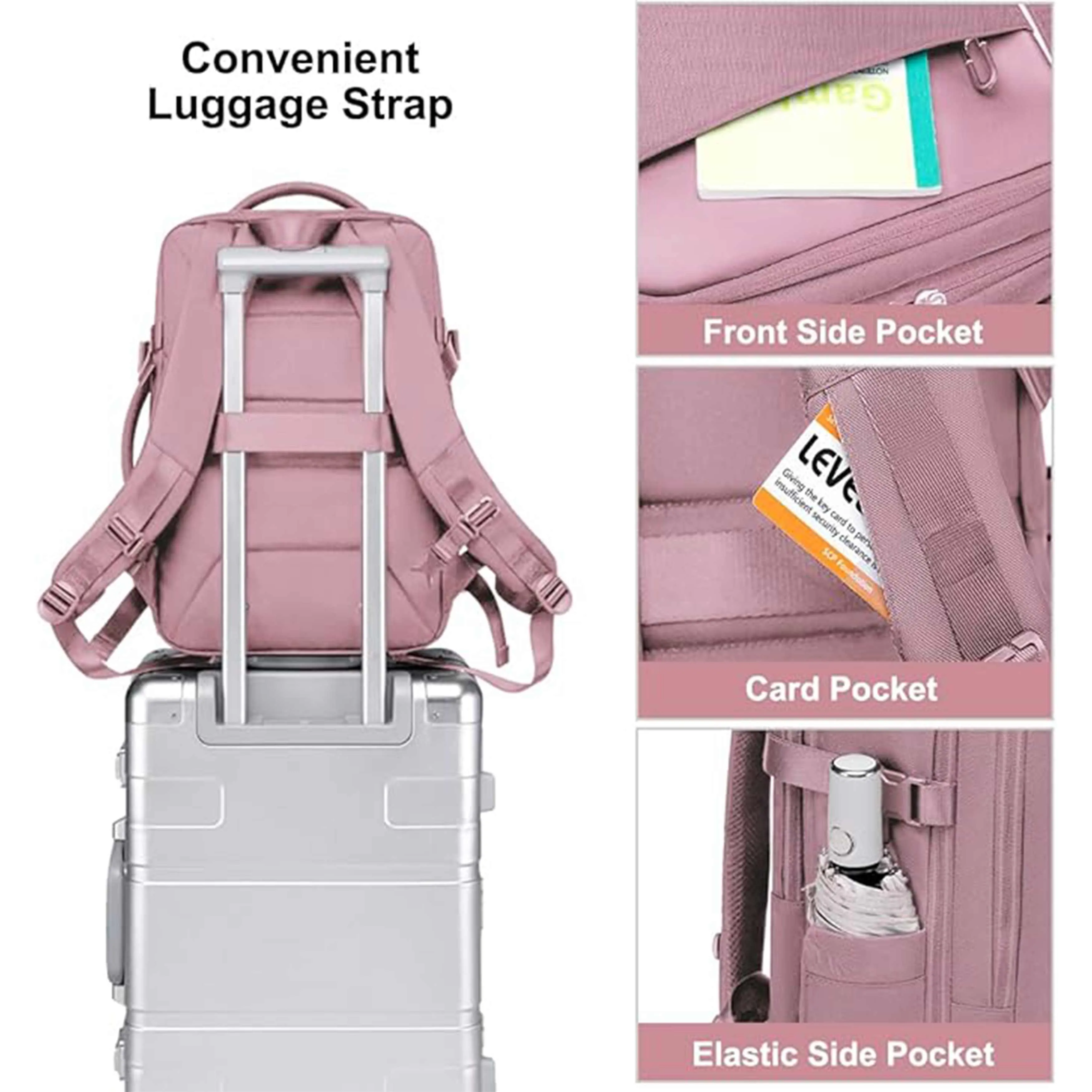 Chantria Expandable Premium Travel Backpack Water Resistant Multifunctional Backpack with Built in USB port and Headphone Jack for Women, CB00606