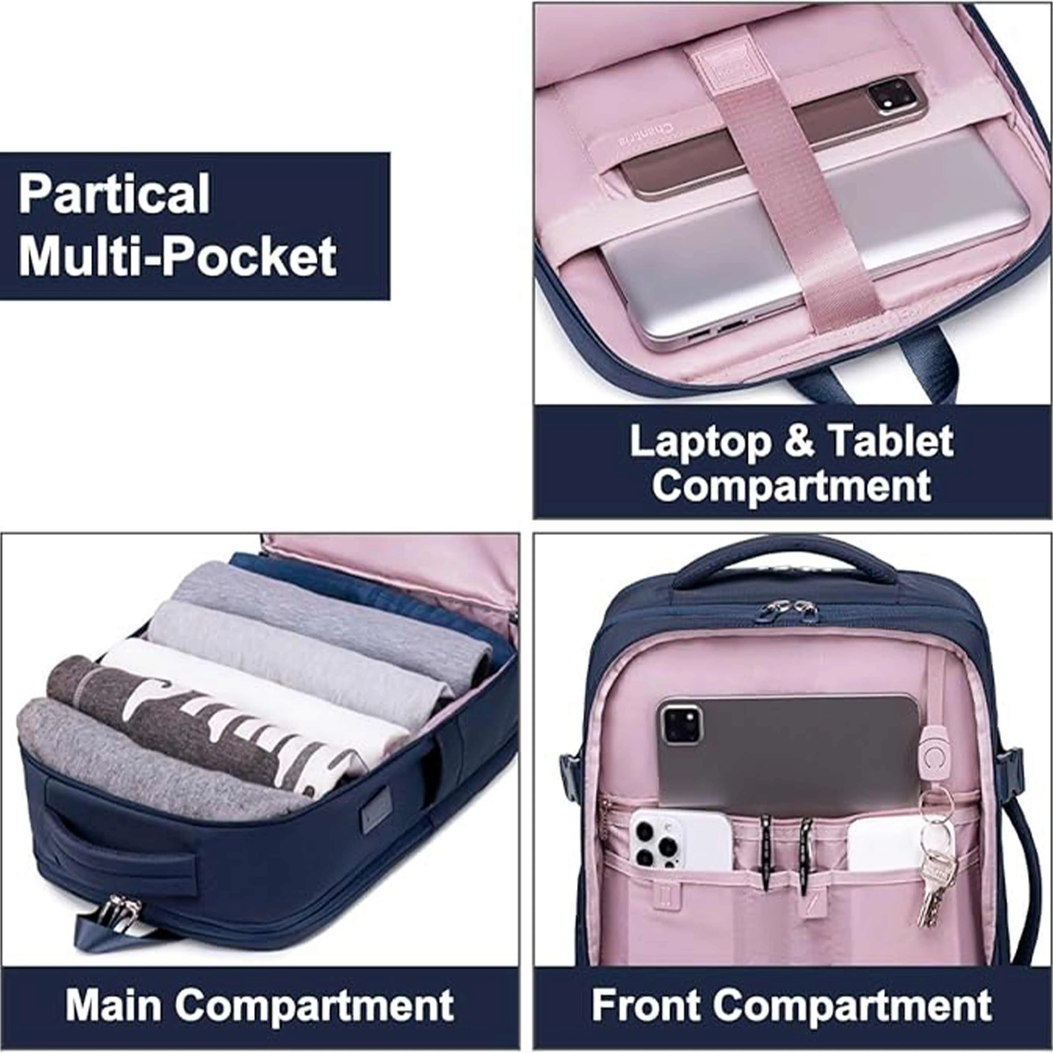 Chantria Expandable Premium Travel Backpack Water Resistant Multifunctional Backpack with Built in USB port and Headphone Jack for Women, CB00606
