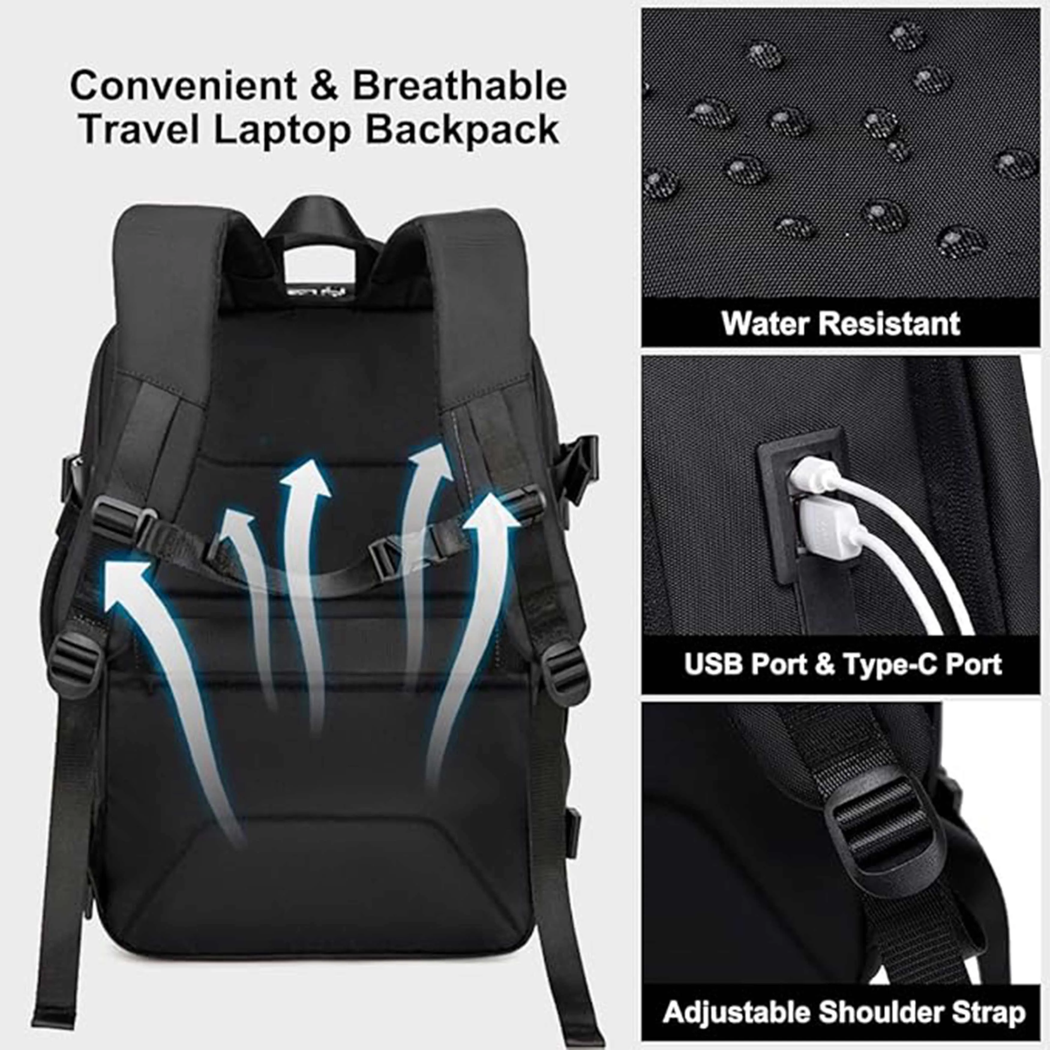 Chantria Expandable Premium Travel Backpack Water Resistant Multifunctional Backpack with Built in USB port and Headphone Jack for Women, CB00606
