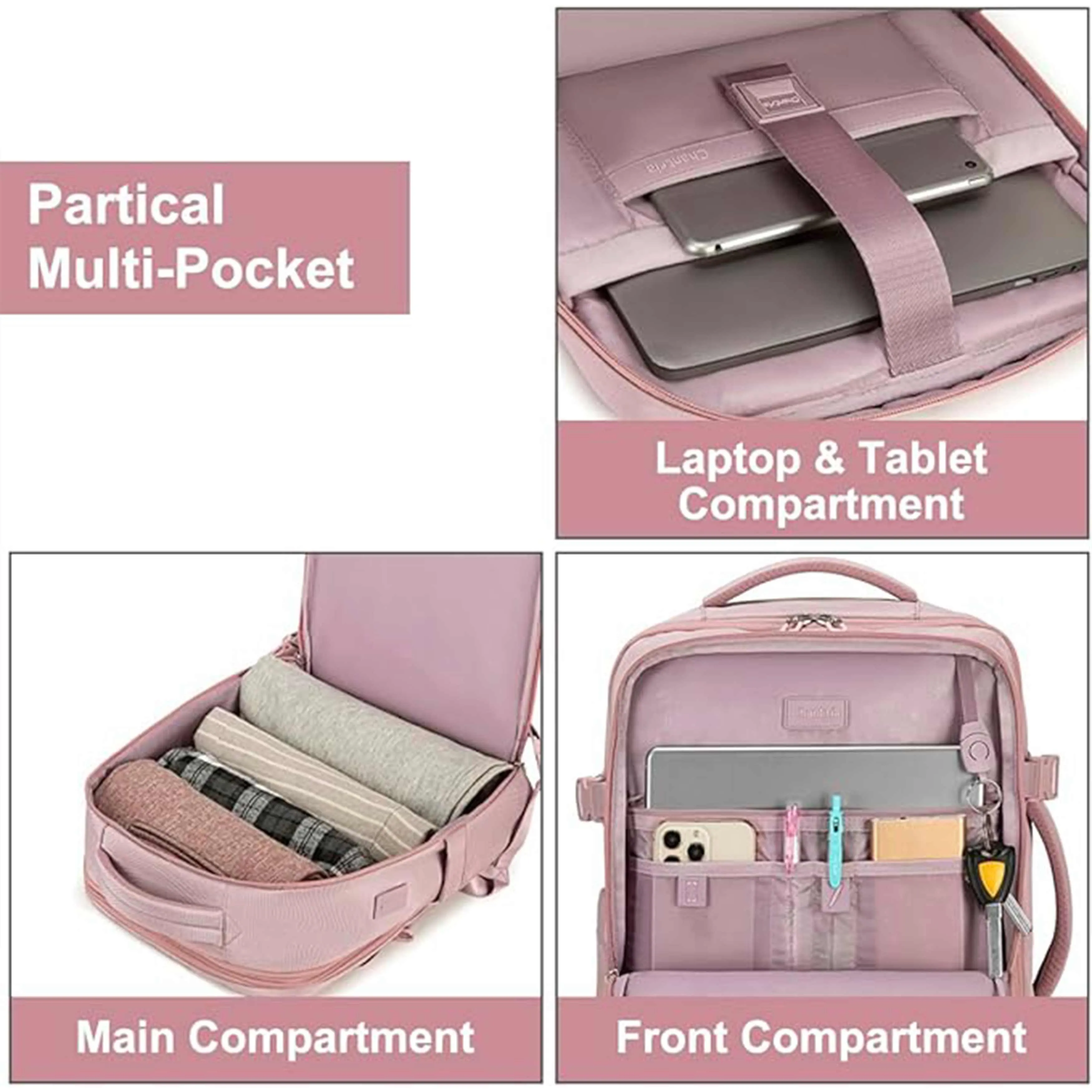 Chantria Expandable Premium Travel Backpack Water Resistant Multifunctional Backpack with Built in USB port and Headphone Jack for Women, CB00606
