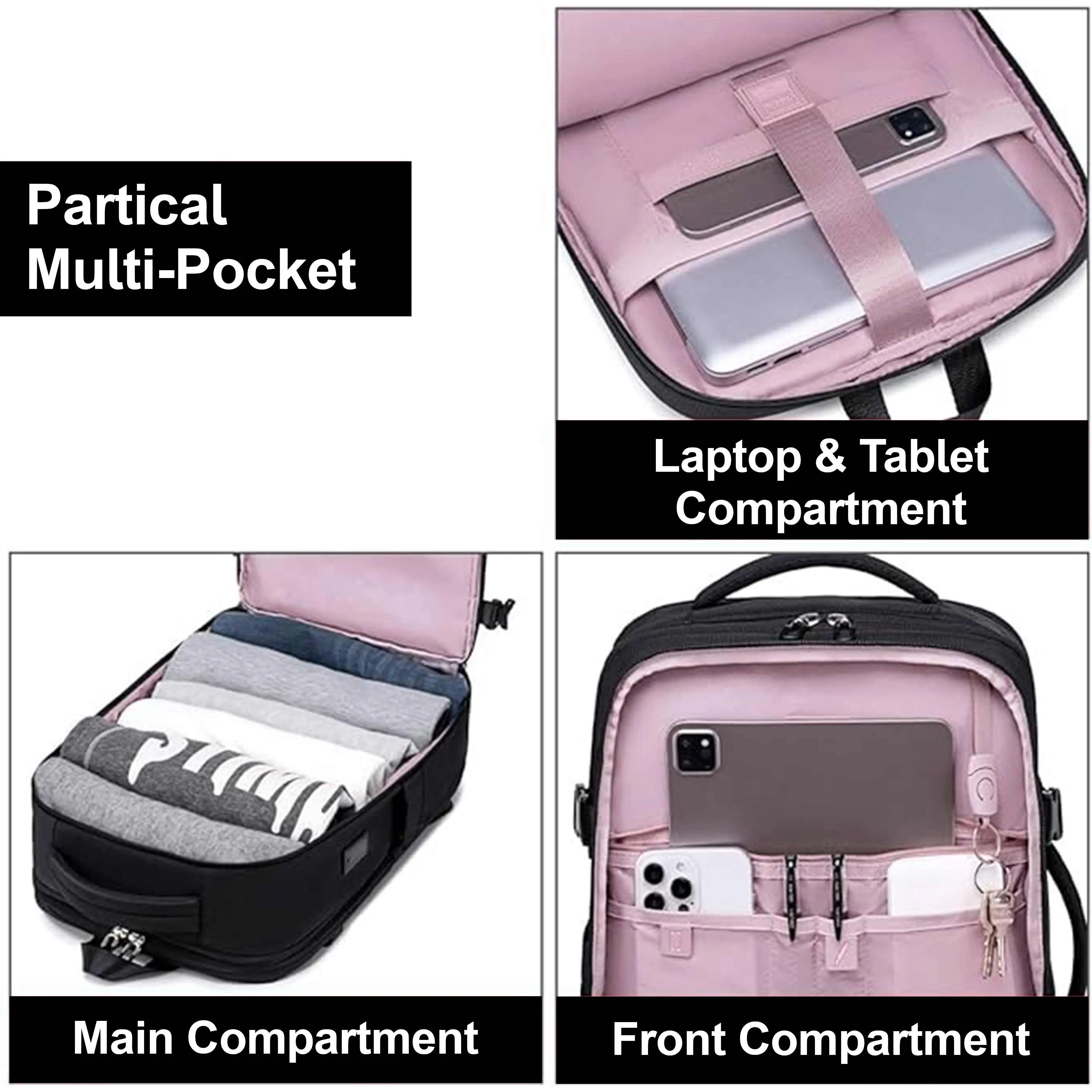 Chantria Expandable Premium Travel Backpack Water Resistant Multifunctional Backpack with Built in USB port and Headphone Jack for Women, CB00606