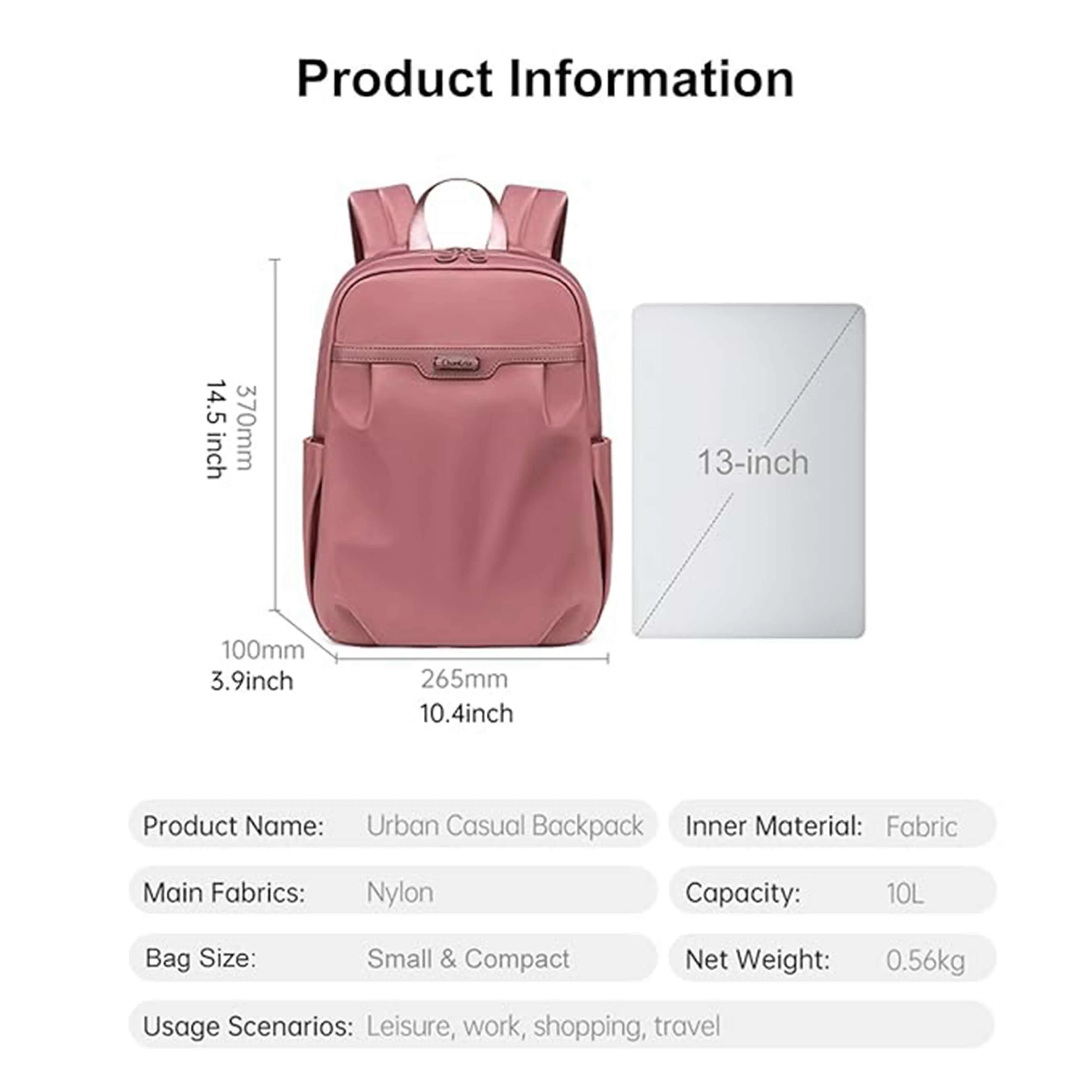 CHANTRIA Premium Lightweight Laptop Backpack for Women Water Resistant Multifunctional Nylon Daypack for Casual Office School College Travel, CB00769