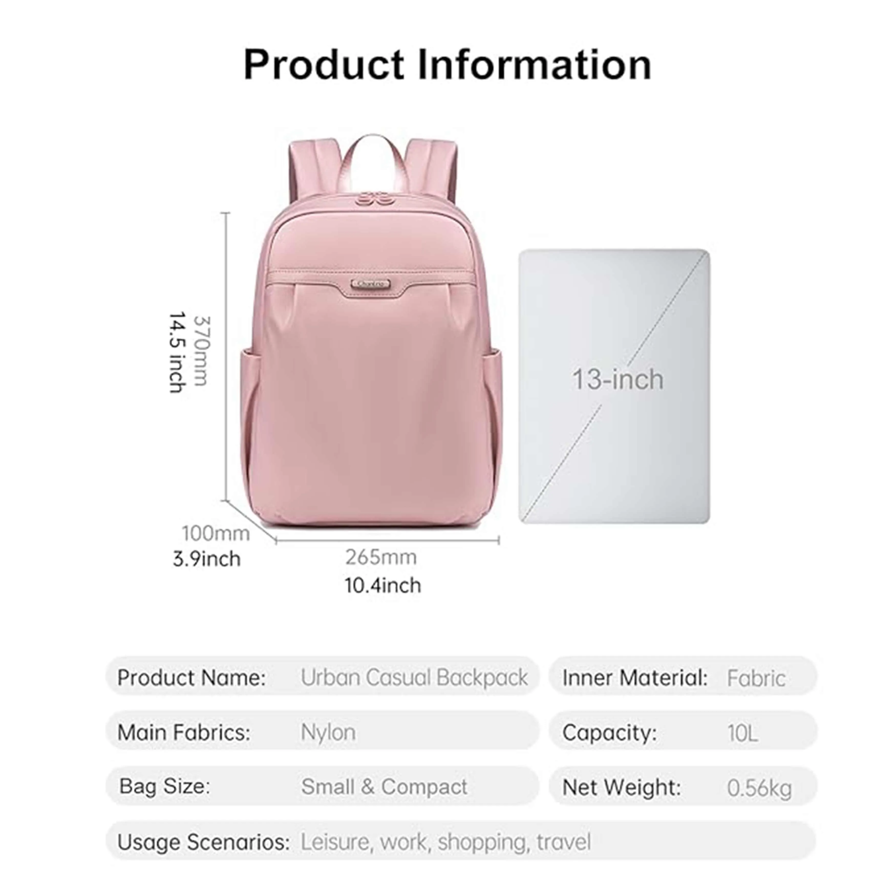 CHANTRIA Premium Lightweight Laptop Backpack for Women Water Resistant Multifunctional Nylon Daypack for Casual Office School College Travel, CB00769