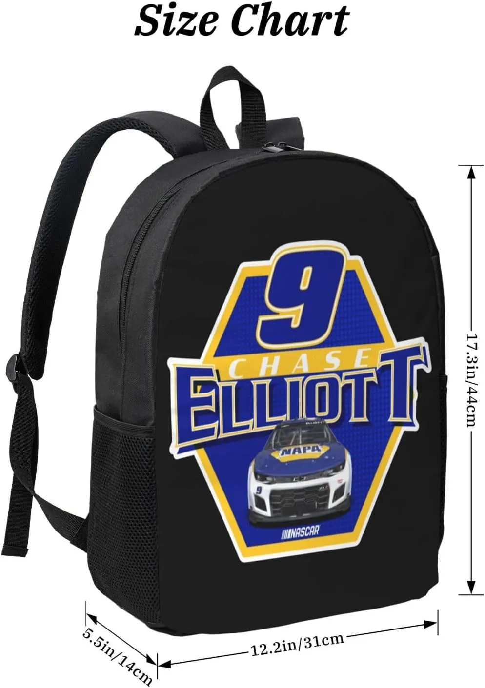 Chase-Elliott-Car-9 Backpack Work Rucksack Computer Bag 17 Inch Travel Backpack Gym Bags