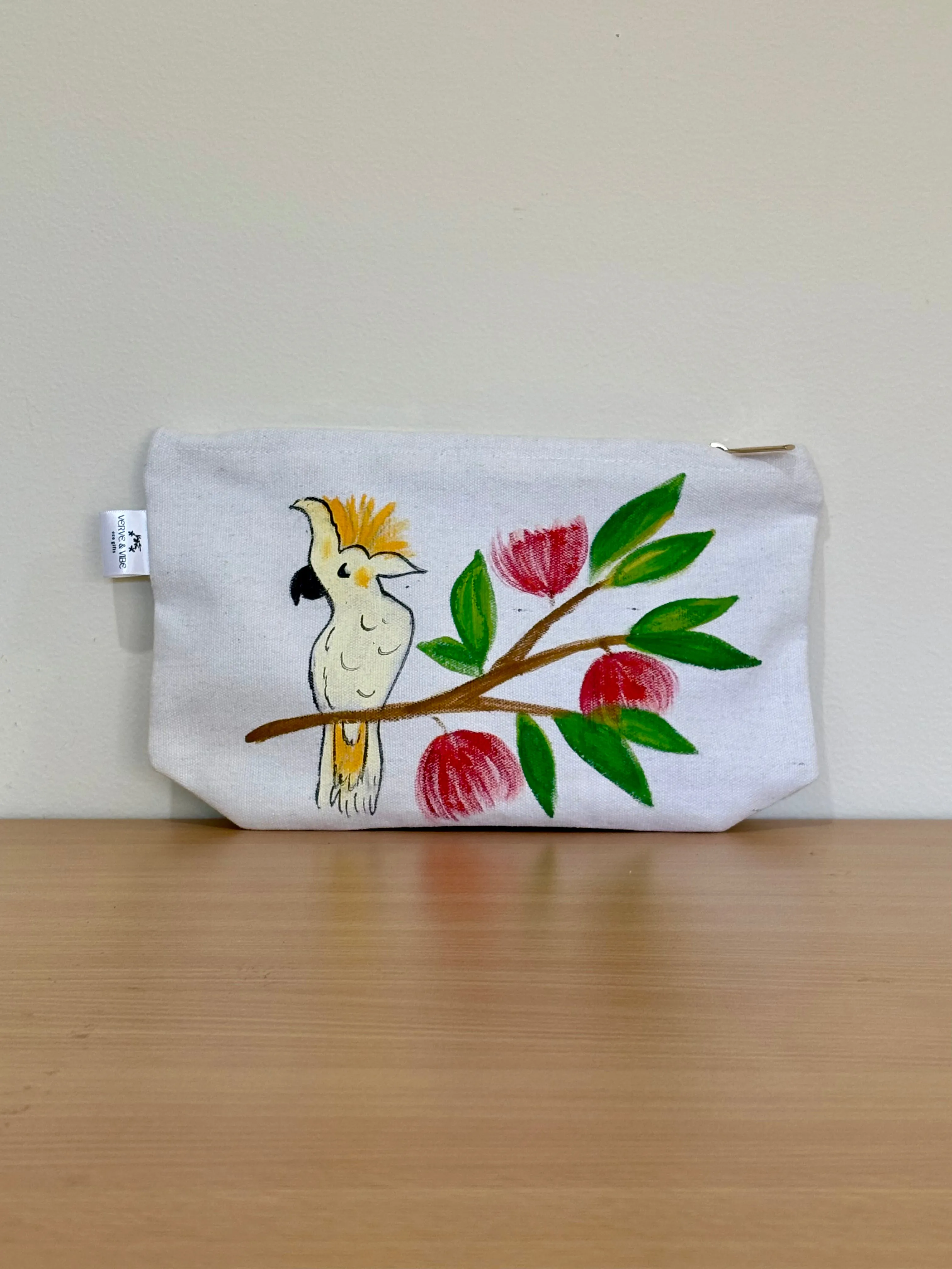 Cheeky Cockatoo - Hand Painted, Canvas Tote Bag