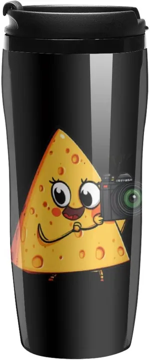 Cheese Food Milk Gouda Cheddar Coffee Mug with Lid Portable Tumbler Water Bottle for Travel Business 350ml