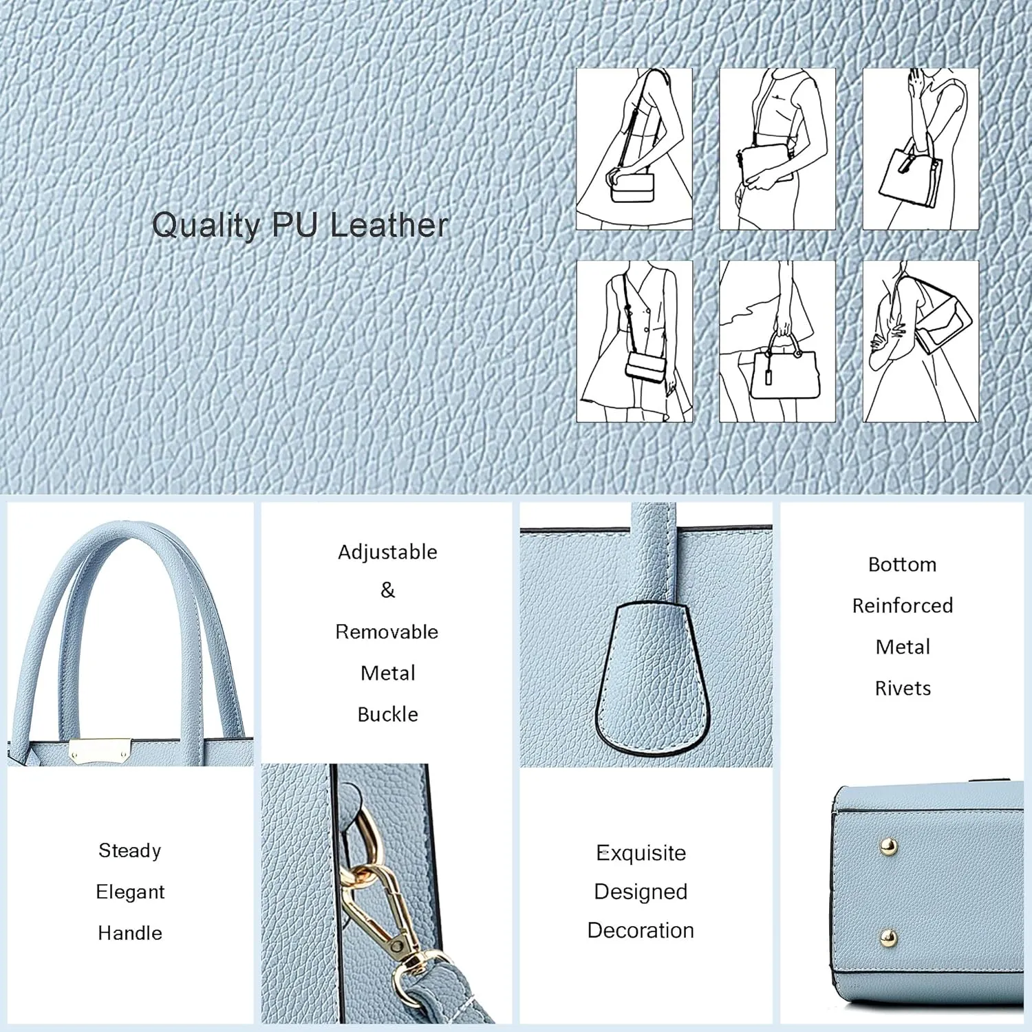 CHICAROUSAL Crossbody Purses and Handbags for Women PU Leather Tote Shoulder Bags Top Handle Satchel