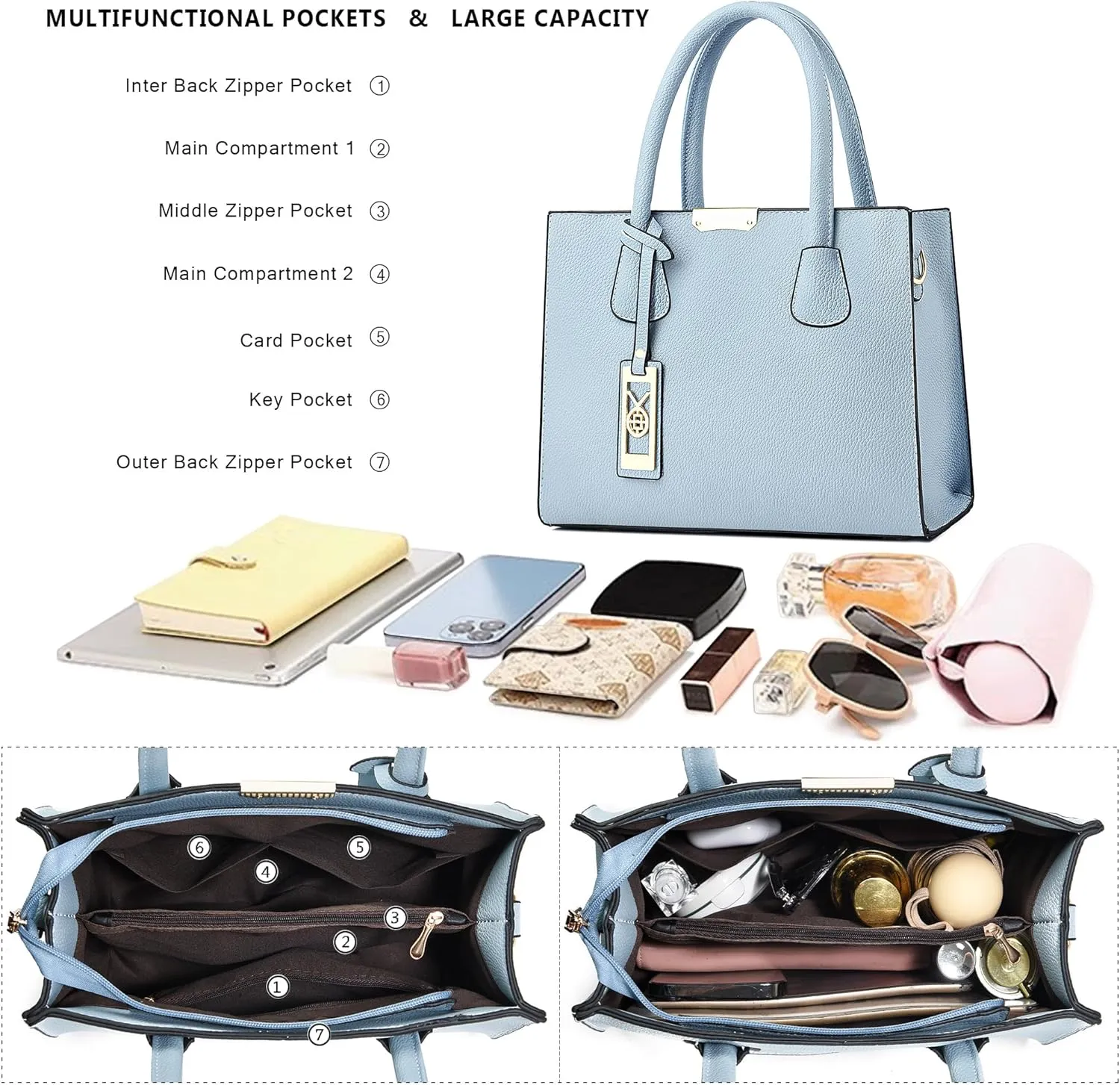 CHICAROUSAL Crossbody Purses and Handbags for Women PU Leather Tote Shoulder Bags Top Handle Satchel