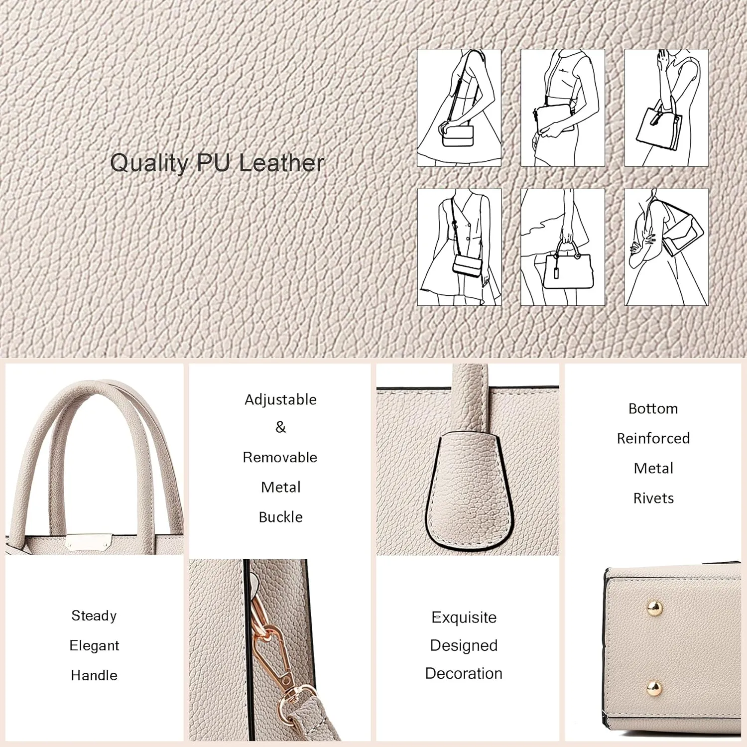 CHICAROUSAL Crossbody Purses and Handbags for Women PU Leather Tote Shoulder Bags Top Handle Satchel