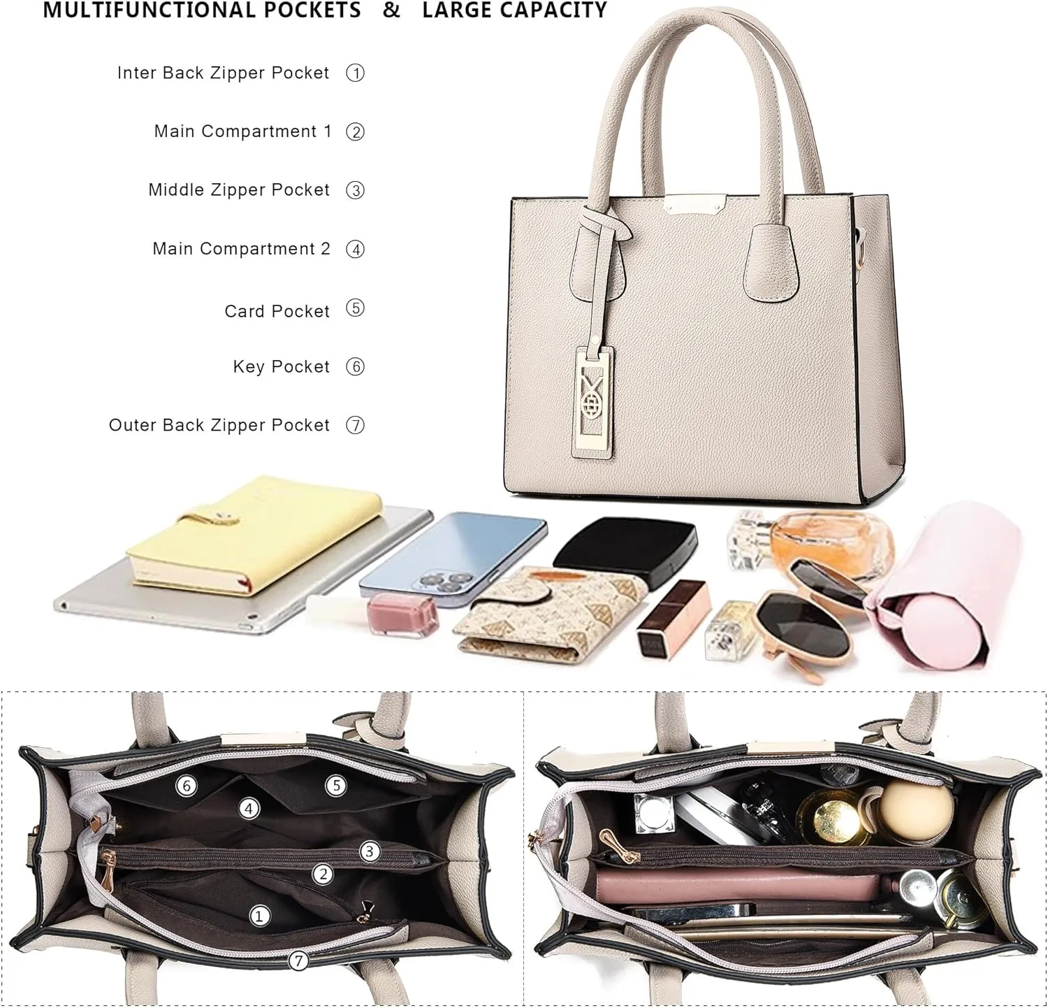 CHICAROUSAL Crossbody Purses and Handbags for Women PU Leather Tote Shoulder Bags Top Handle Satchel