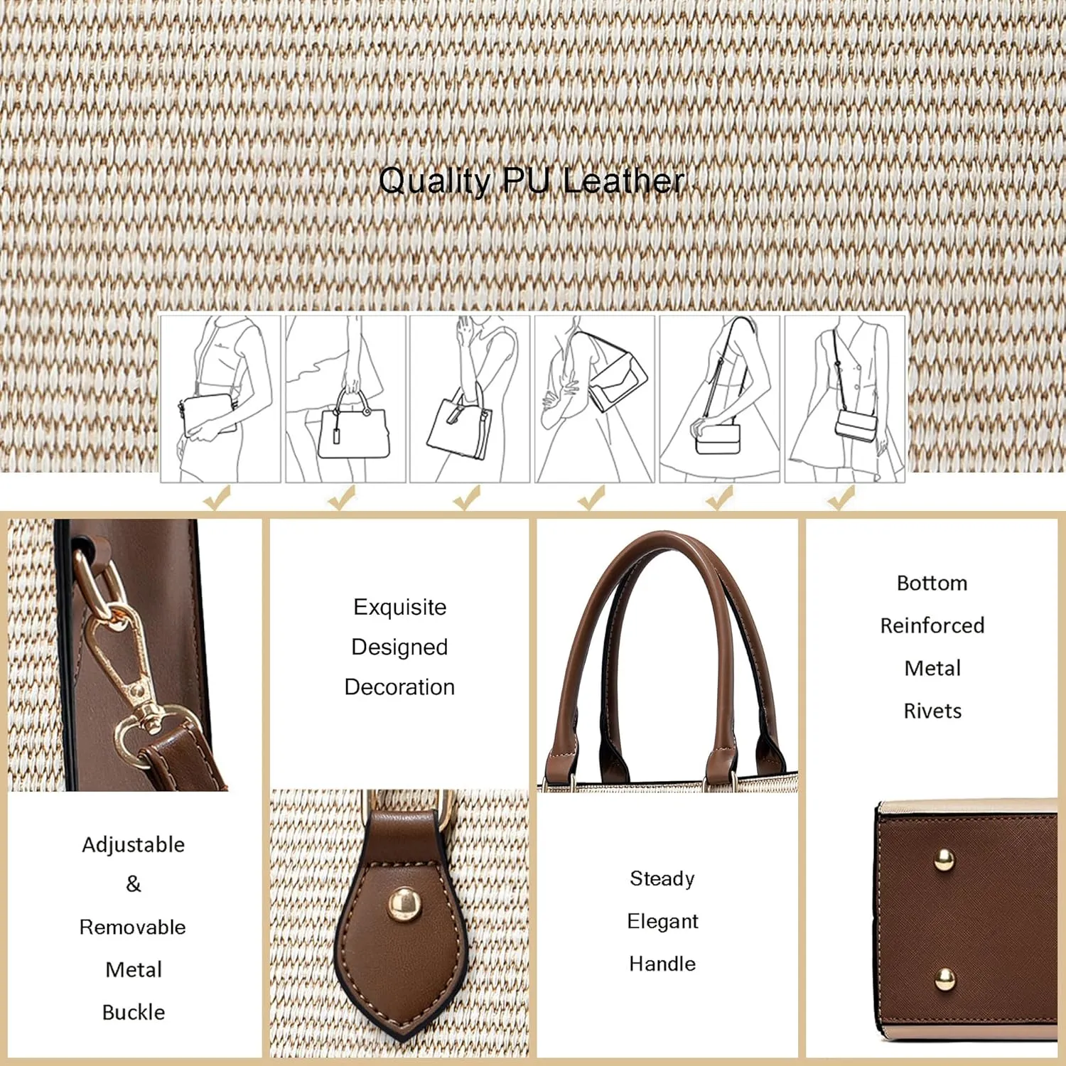 CHICAROUSAL Crossbody Purses and Handbags for Women PU Leather Tote Top Handle Satchel Shoulder Bags