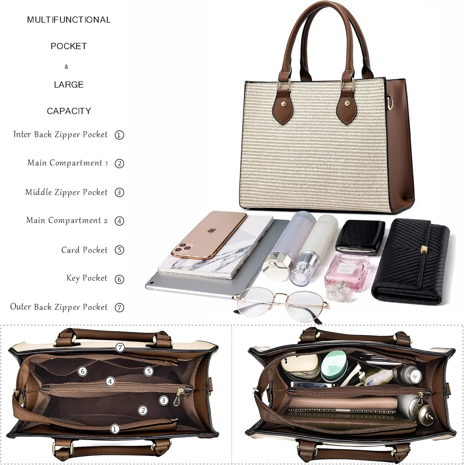 CHICAROUSAL Crossbody Purses and Handbags for Women PU Leather Tote Top Handle Satchel Shoulder Bags