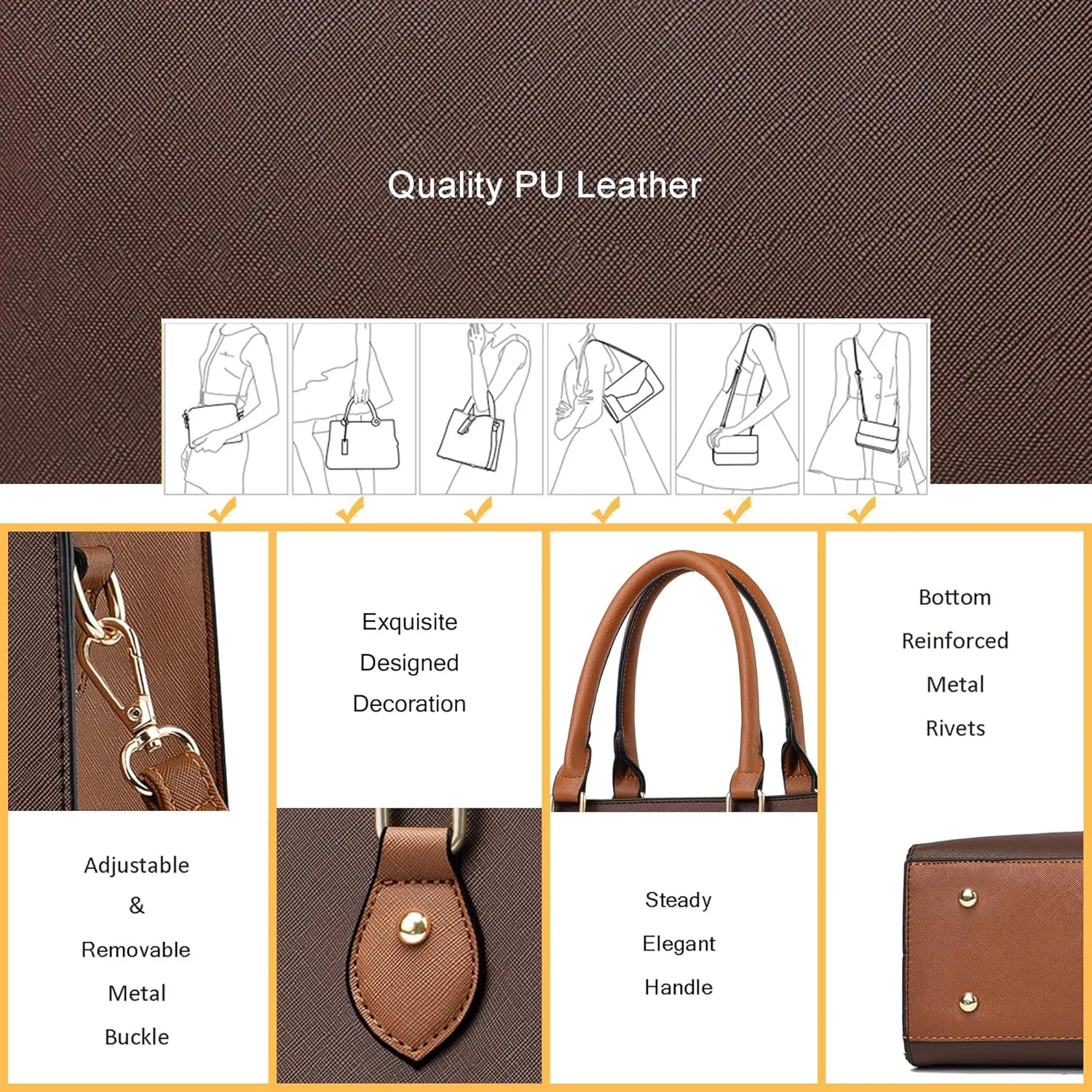 CHICAROUSAL Crossbody Purses and Handbags for Women PU Leather Tote Top Handle Satchel Shoulder Bags