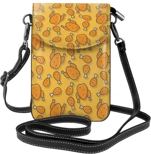 Chicken Meat and chicken Legs Print Small Crossbody Bags for Women Leather Cell Phone Purses Mini Leather Shoulder Handbag Adjustable Strap