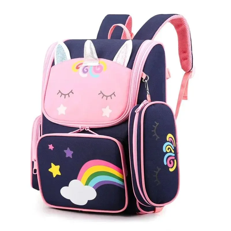 Children School Bags Cartoon 3D Unicorn Girls Sweet Kids School Backpacks Boys Lightweight Waterproof Primary Schoolbags