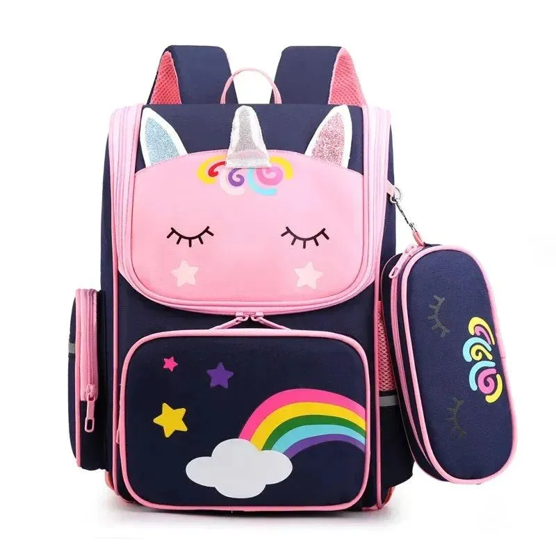Children School Bags Cartoon 3D Unicorn Girls Sweet Kids School Backpacks Boys Lightweight Waterproof Primary Schoolbags