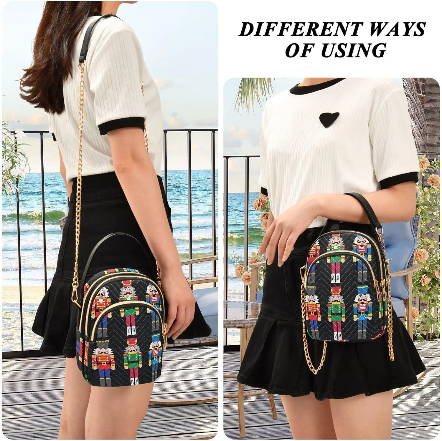 Christmas Nutcracker Crossbody Bags for Women Small Purse Chain Shoulder Bags Hand Bags for Trip Gifts Work