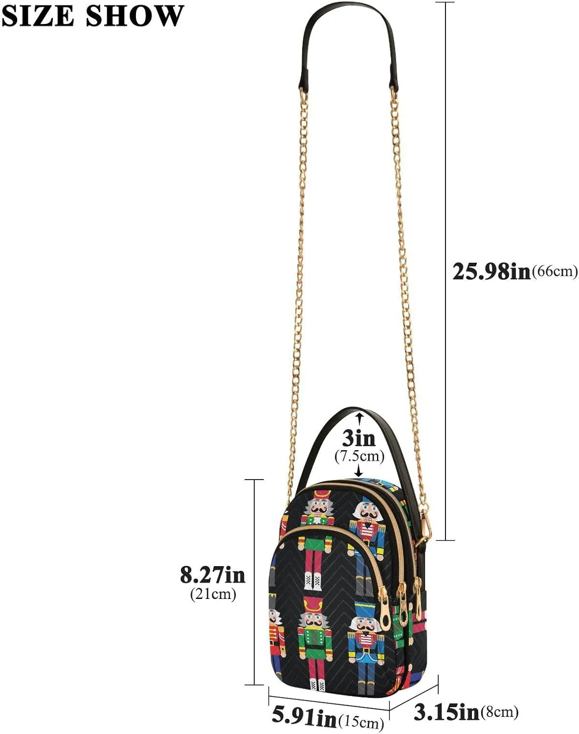 Christmas Nutcracker Crossbody Bags for Women Small Purse Chain Shoulder Bags Hand Bags for Trip Gifts Work