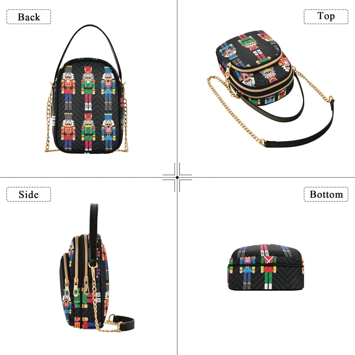 Christmas Nutcracker Crossbody Bags for Women Small Purse Chain Shoulder Bags Hand Bags for Trip Gifts Work