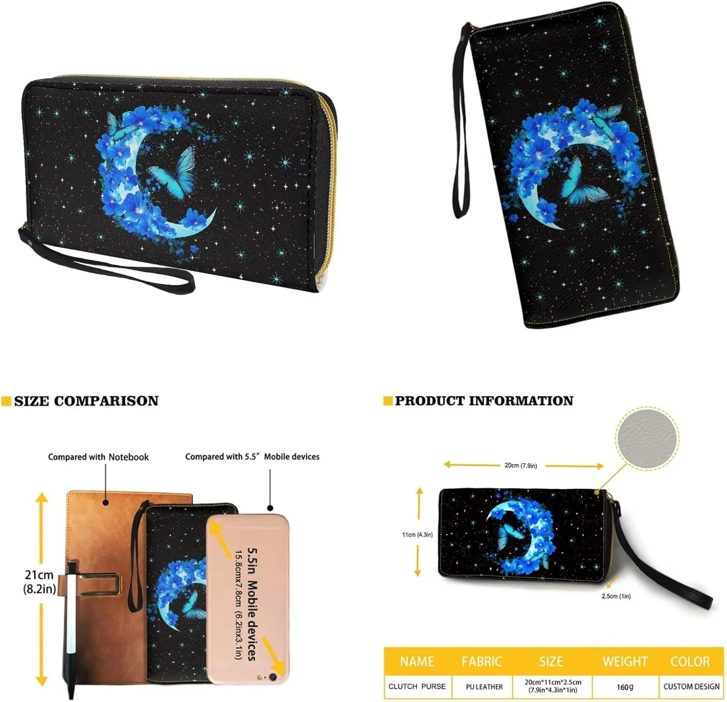 Circle Purse Set for Women Girls, PU Round Crossbody Bag with PU Wallet for Party Work