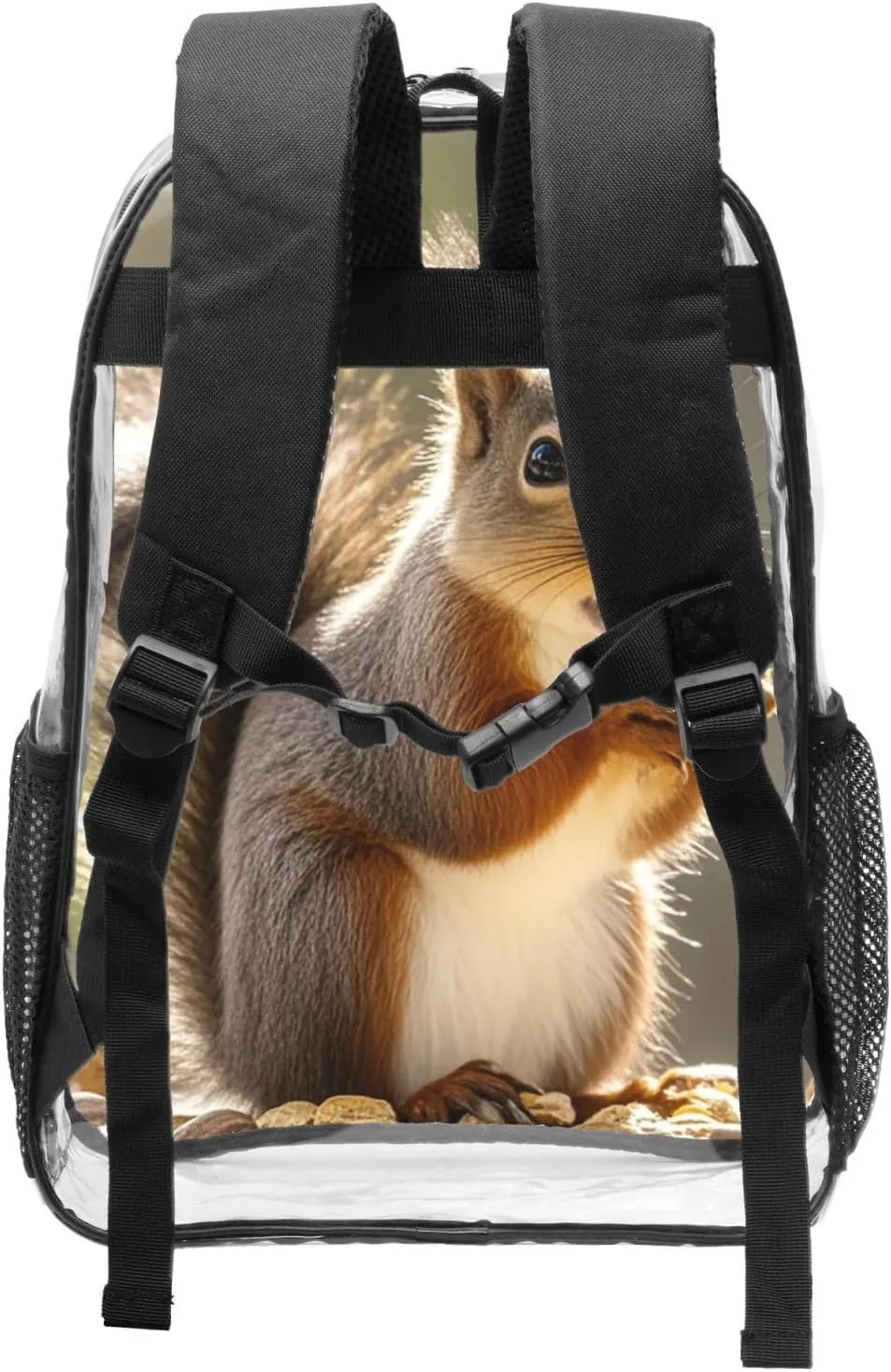 Clear Backpack Heavy Duty PVC Transparent Bookbag Cute Squirrel Eating Nuts Backpack Daypack Laptop Backpack