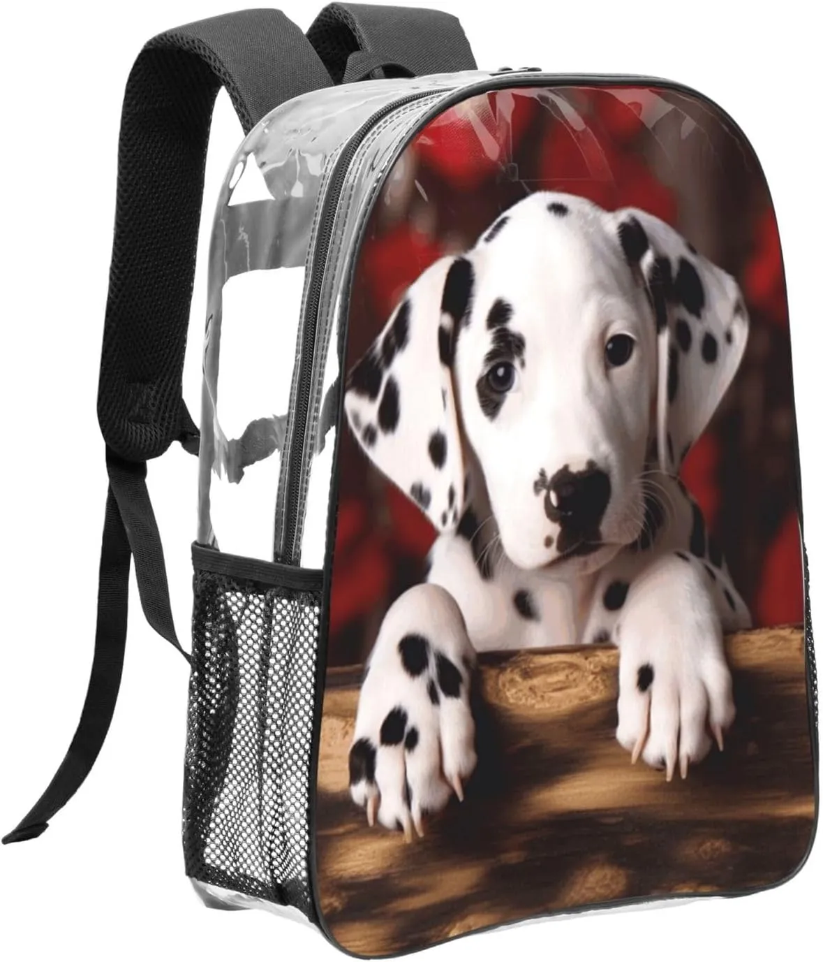 Clear Backpack Heavy Duty PVC Transparent Bookbag dalmatian puppy Backpack Daypack Laptop Backpack