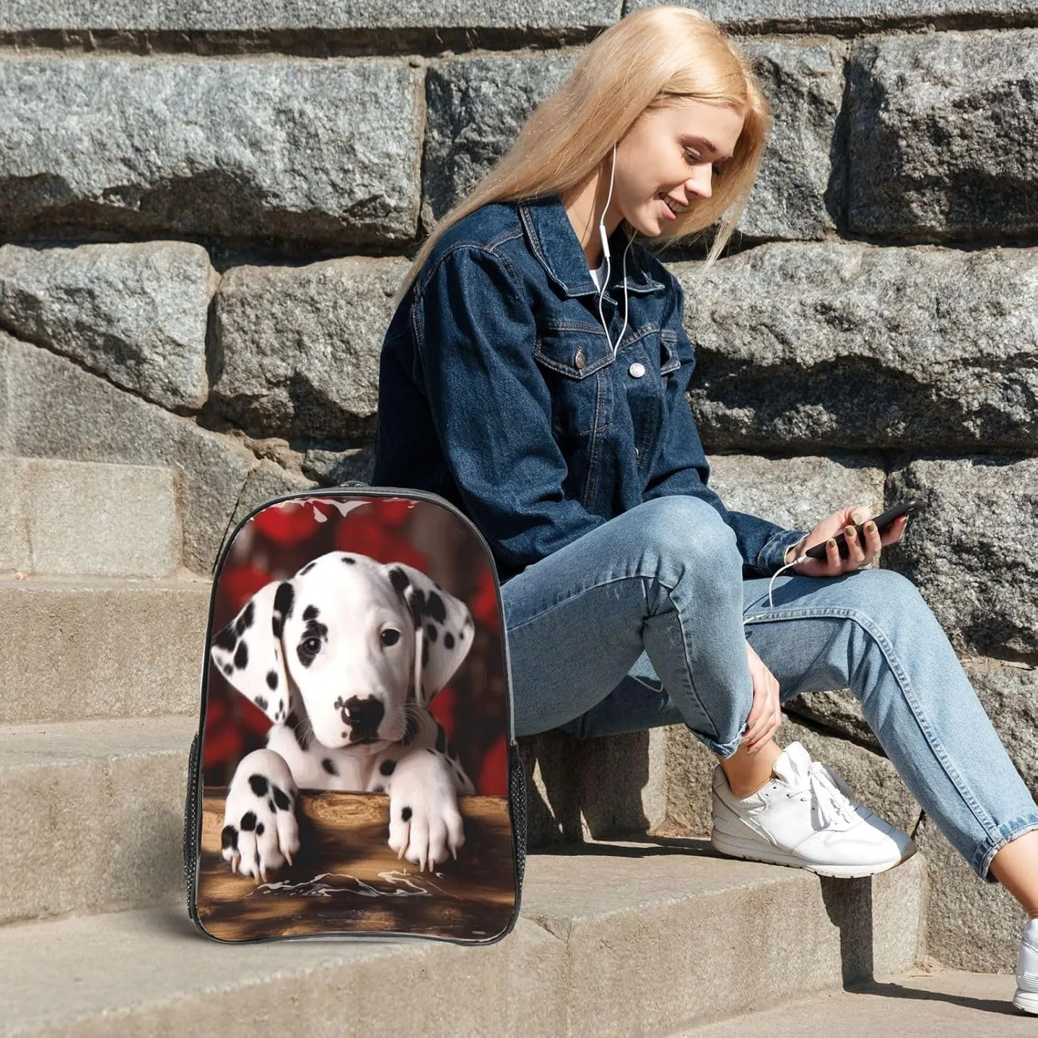 Clear Backpack Heavy Duty PVC Transparent Bookbag dalmatian puppy Backpack Daypack Laptop Backpack