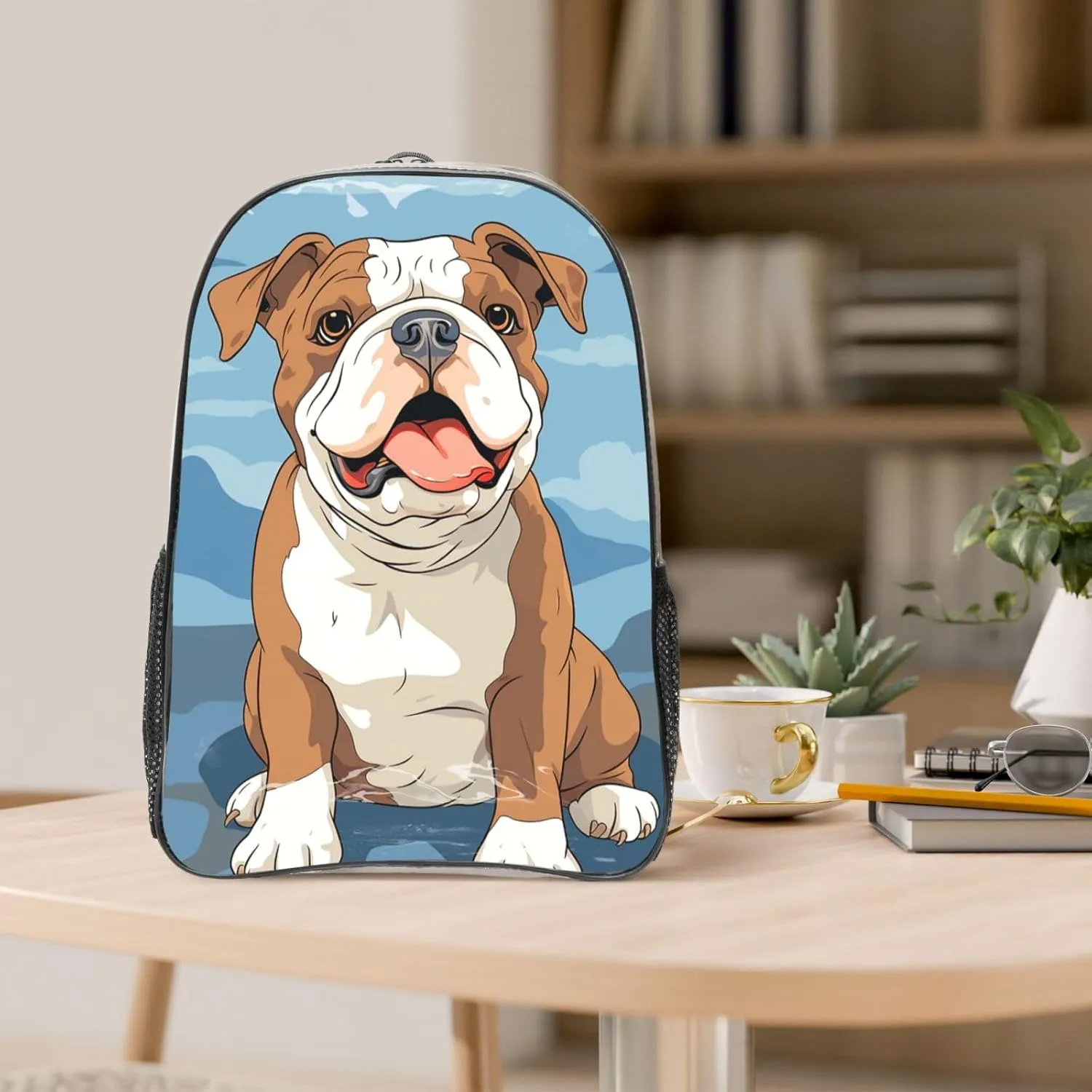 Clear Backpack Heavy Duty PVC Transparent Bookbag English bulldog seamless illustration Backpack Daypack Laptop Backpack