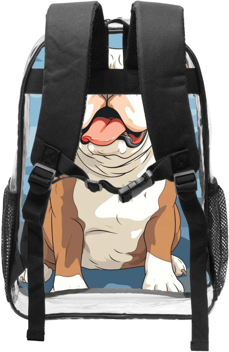 Clear Backpack Heavy Duty PVC Transparent Bookbag English bulldog seamless illustration Backpack Daypack Laptop Backpack
