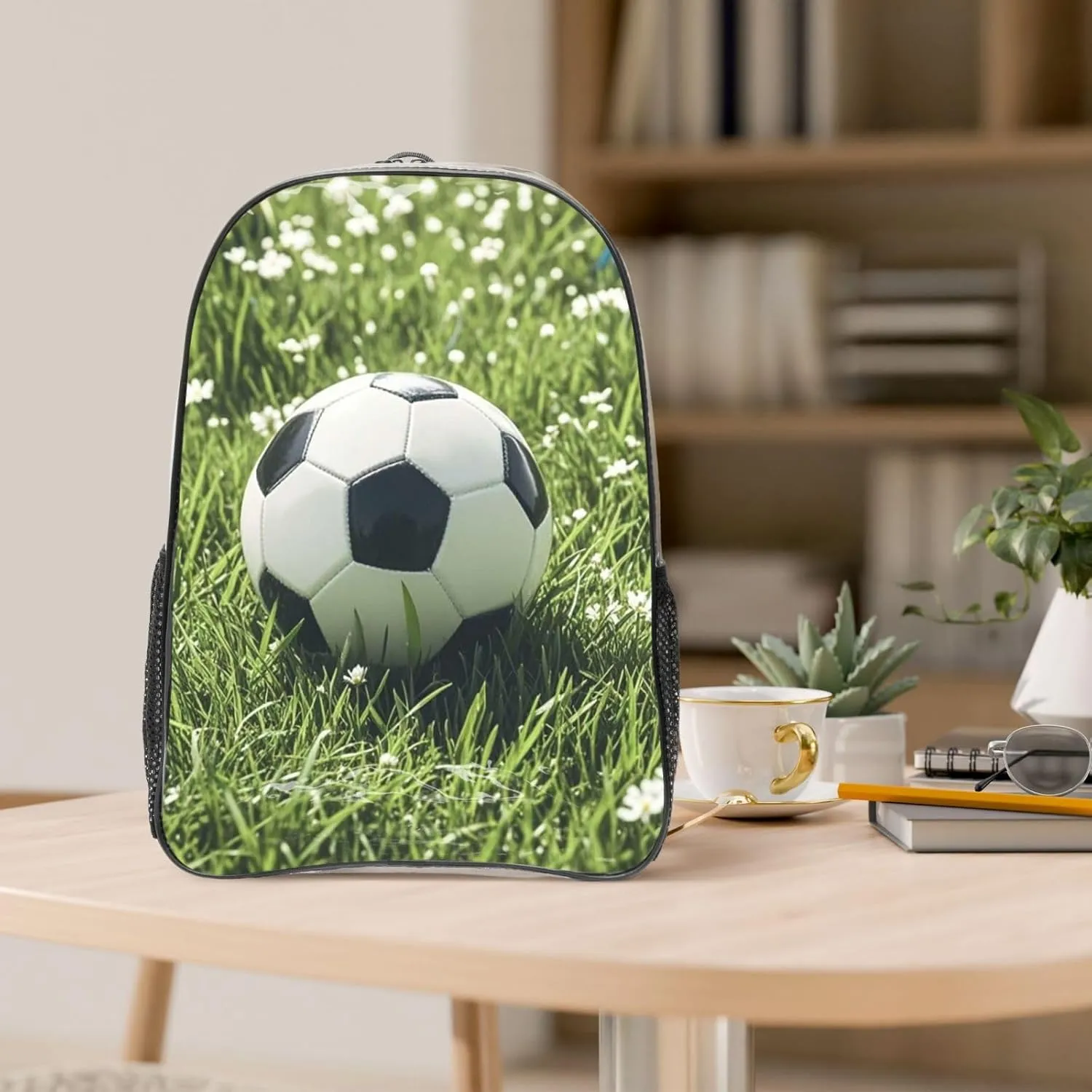 Clear Backpack Heavy Duty PVC Transparent Bookbag Football Green Grass Backpack Daypack Laptop Backpack