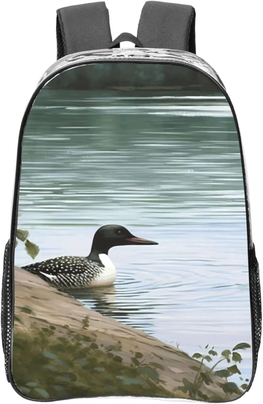 Clear Backpack Heavy Duty PVC Transparent Bookbag Loon Nature Birds Backpack Daypack Laptop Backpack