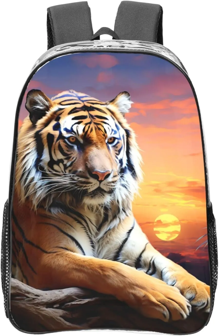 Clear Backpack Heavy Duty PVC Transparent Bookbag Tiger Colorful Sunset Backpack Daypack Laptop Backpack