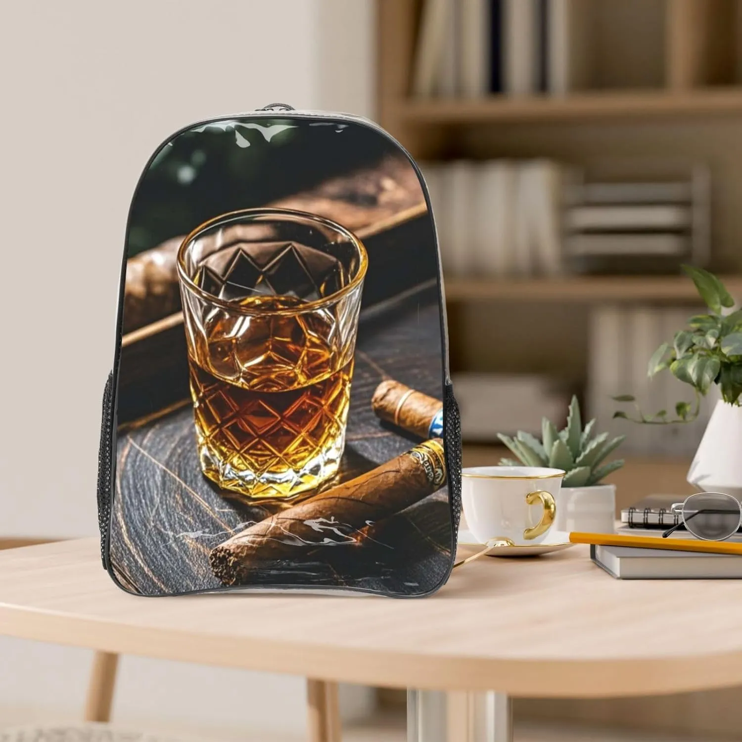 Clear Backpack Heavy Duty PVC Transparent Bookbag Whisky and Cigar Backpack Daypack Laptop Backpack