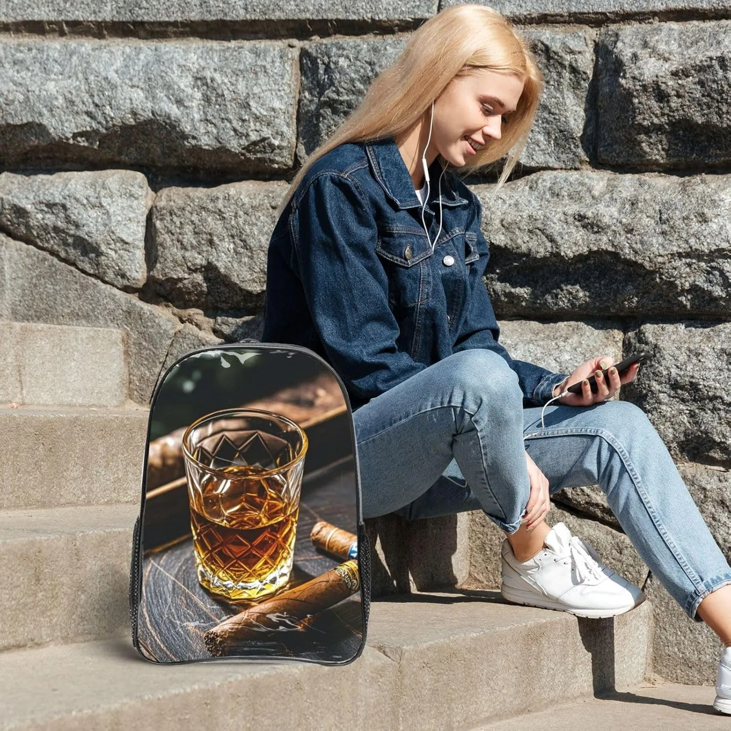 Clear Backpack Heavy Duty PVC Transparent Bookbag Whisky and Cigar Backpack Daypack Laptop Backpack