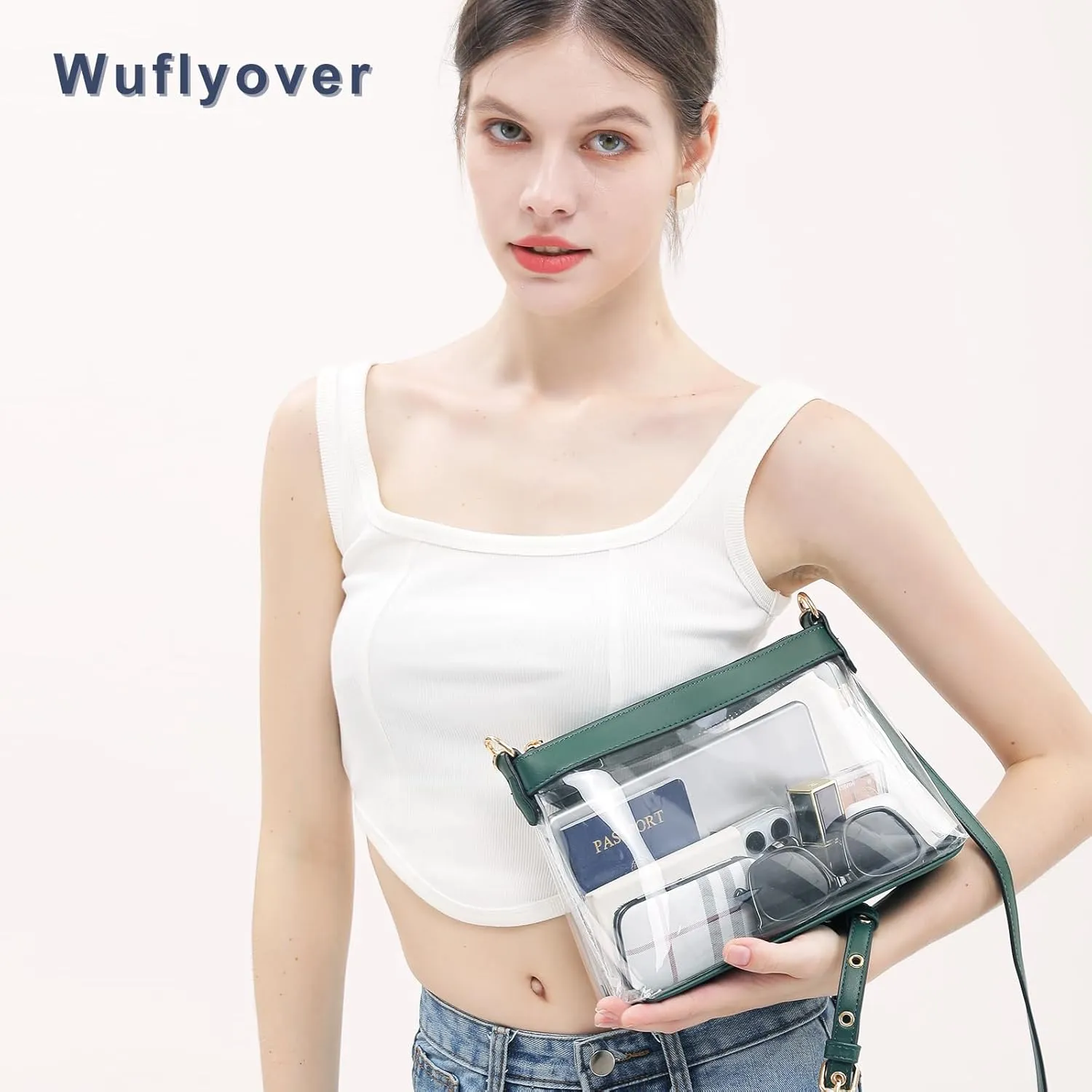Clear Bag for Stadium Events, Clear Purses for Women, Stadium Approved Clear Crossbody Bag