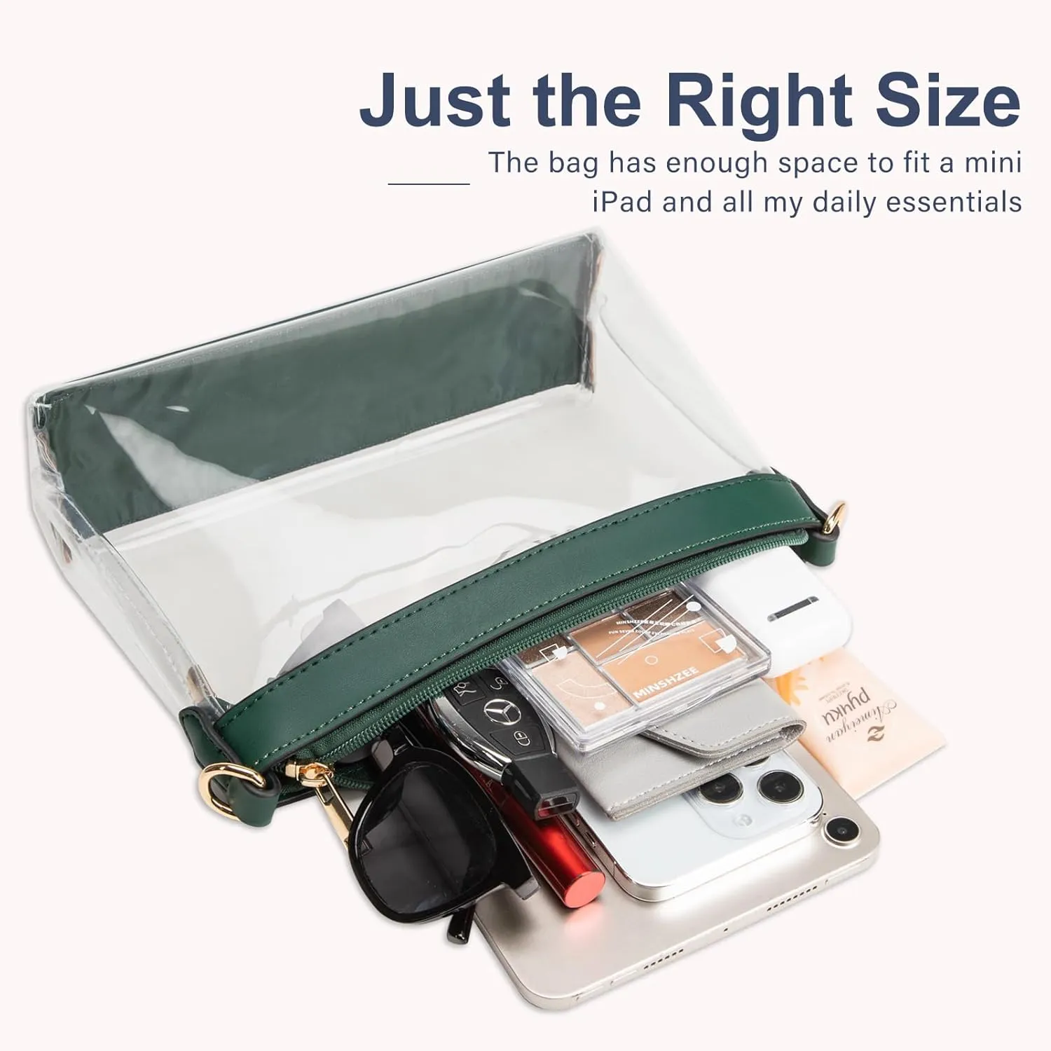 Clear Bag for Stadium Events, Clear Purses for Women, Stadium Approved Clear Crossbody Bag