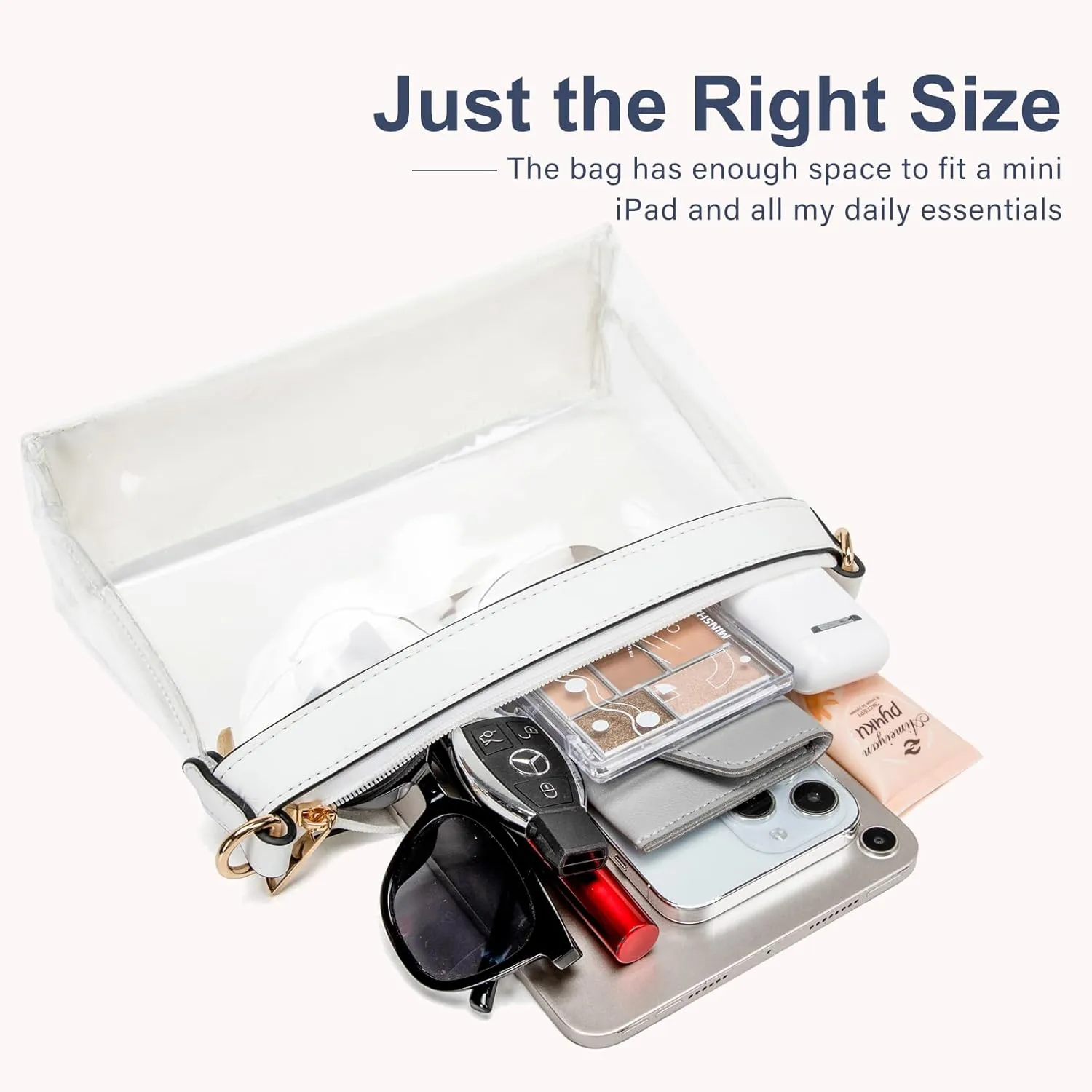 Clear Bag for Stadium Events, Clear Purses for Women, Stadium Approved Clear Crossbody Bag
